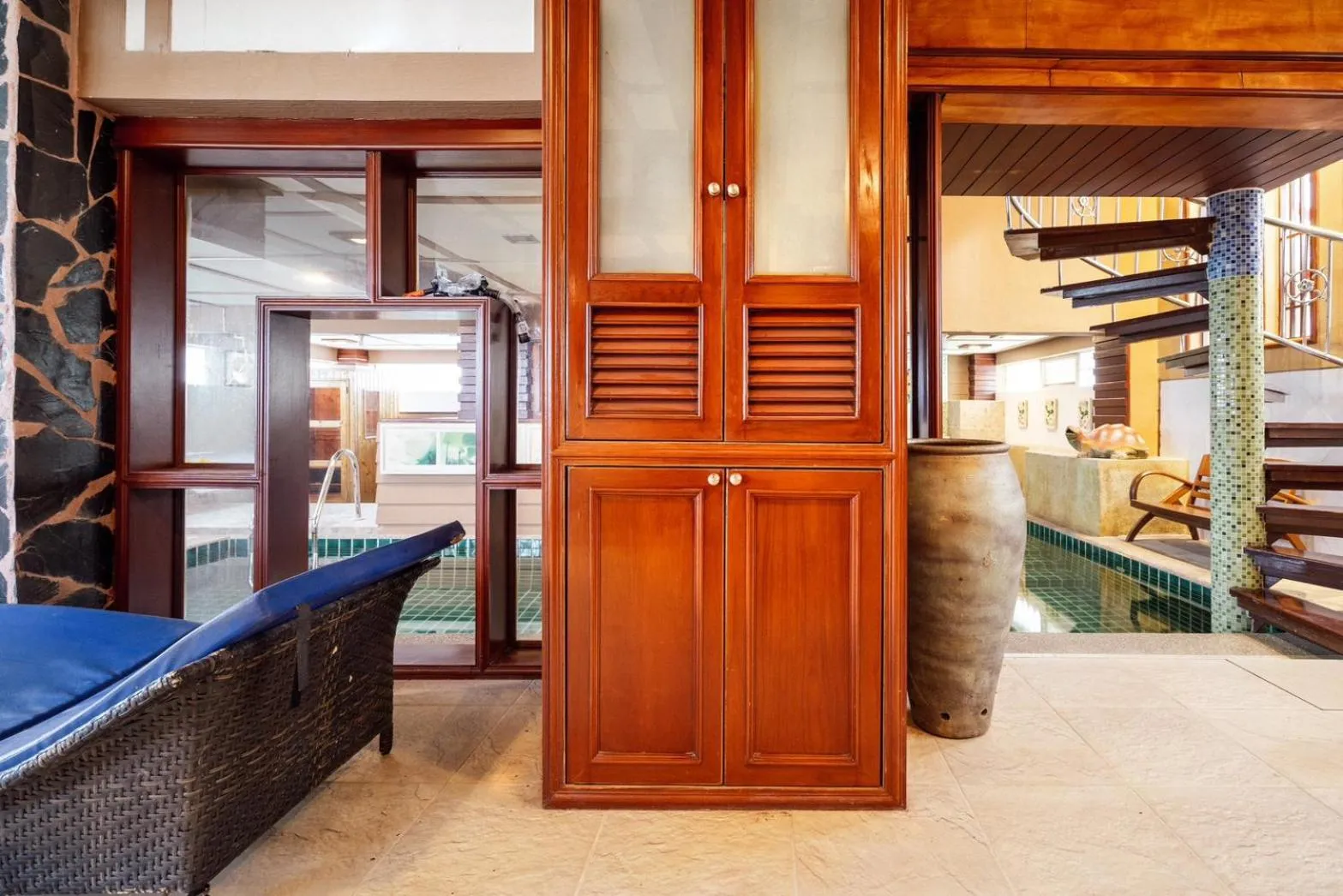 Pool view, Bed in Orchid Pool Villa Phuket - SHA Extra Plus & Warm pool