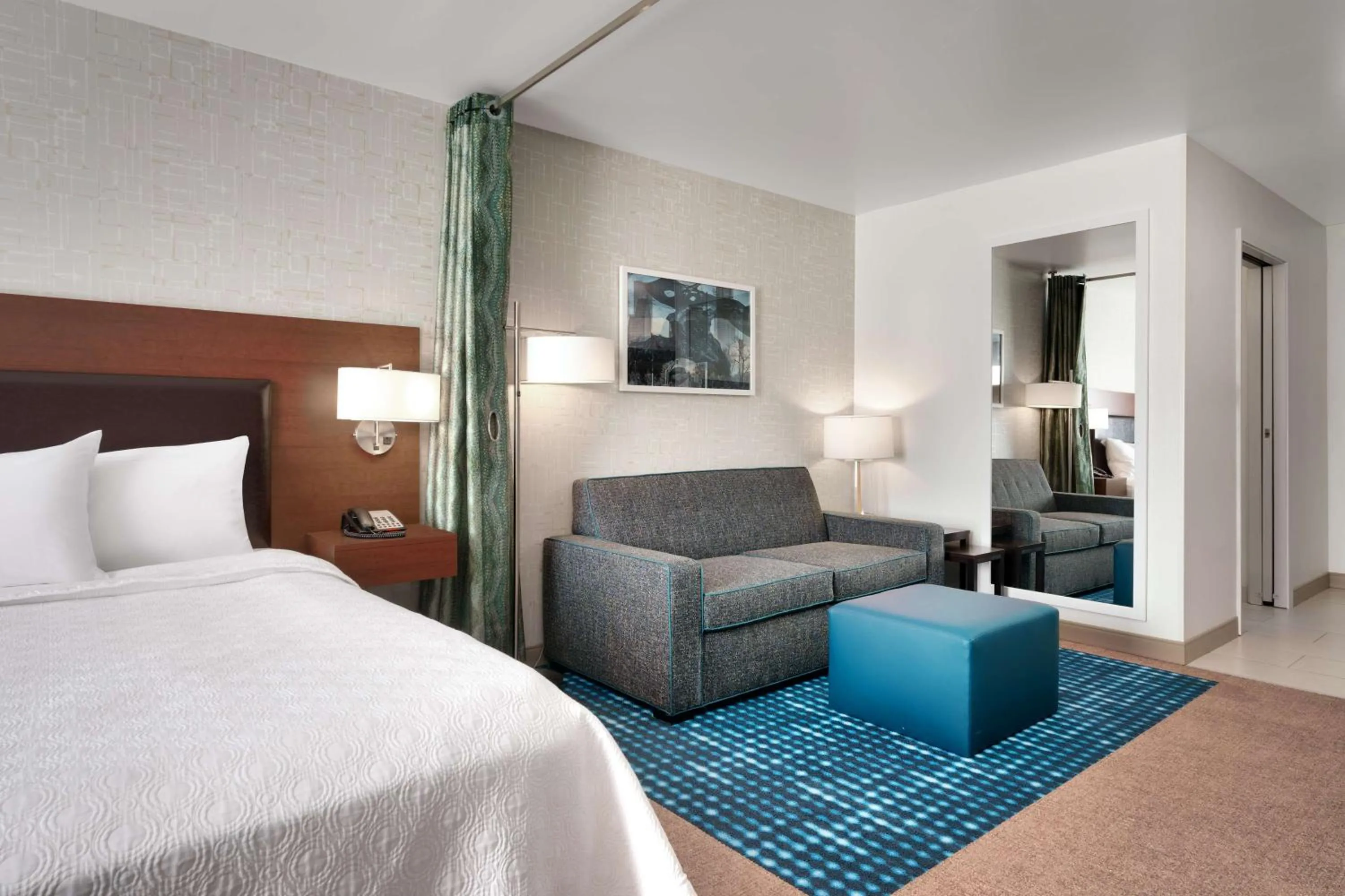 Living room, Bed in Home2 Suites by Hilton Houston Katy