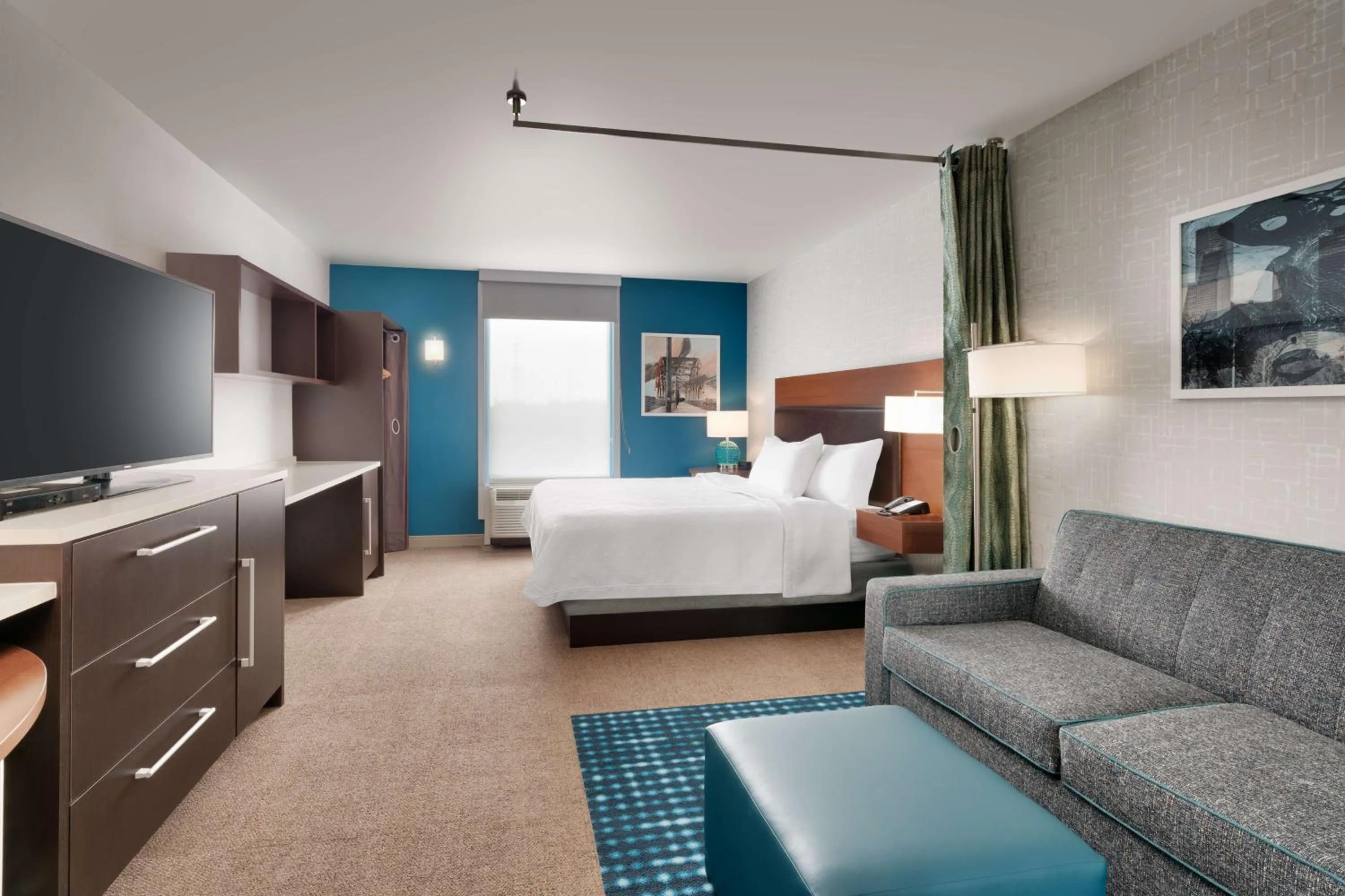 Living room, Bed in Home2 Suites by Hilton Houston Katy