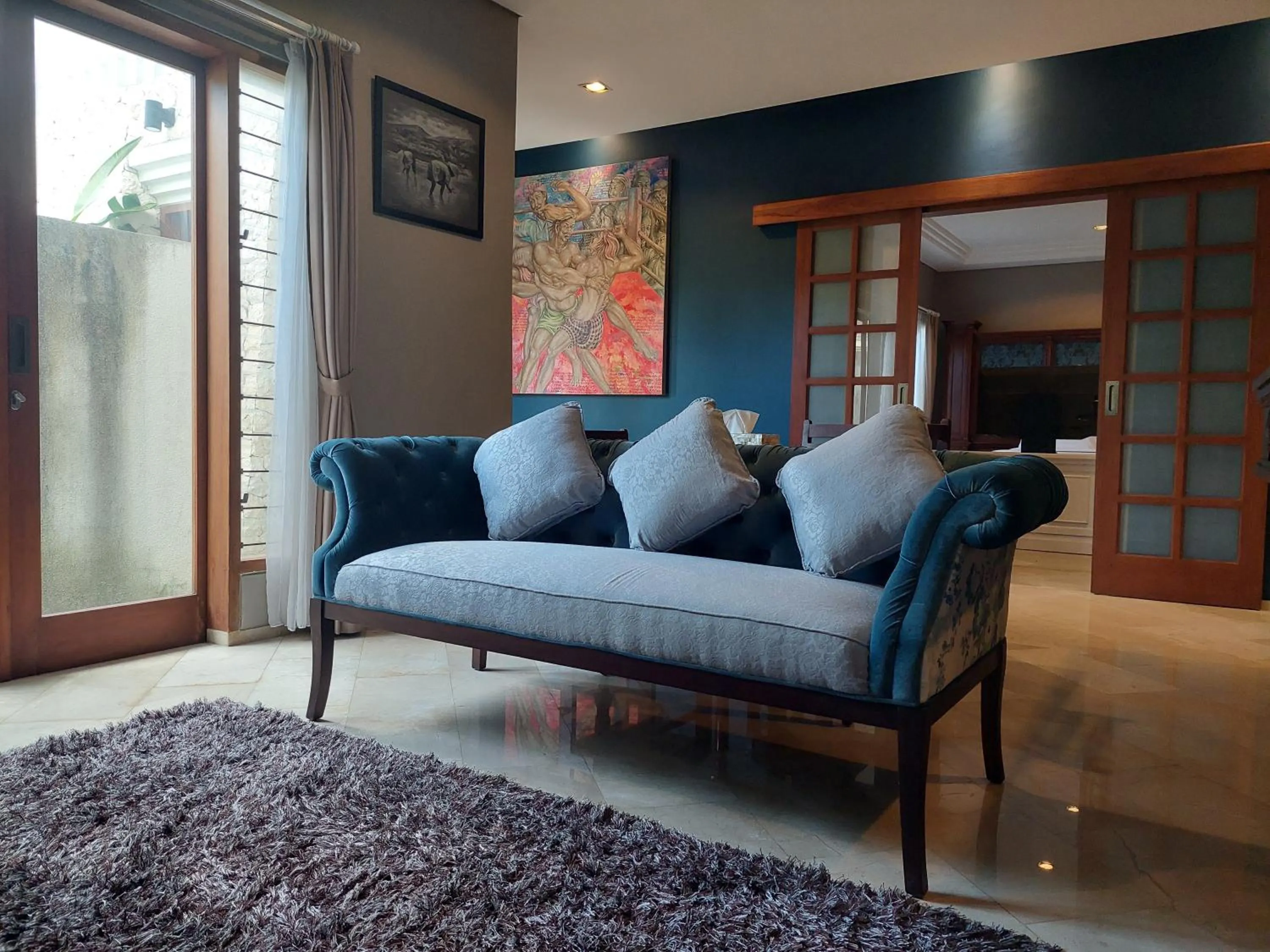 Seating area in Omatha Village