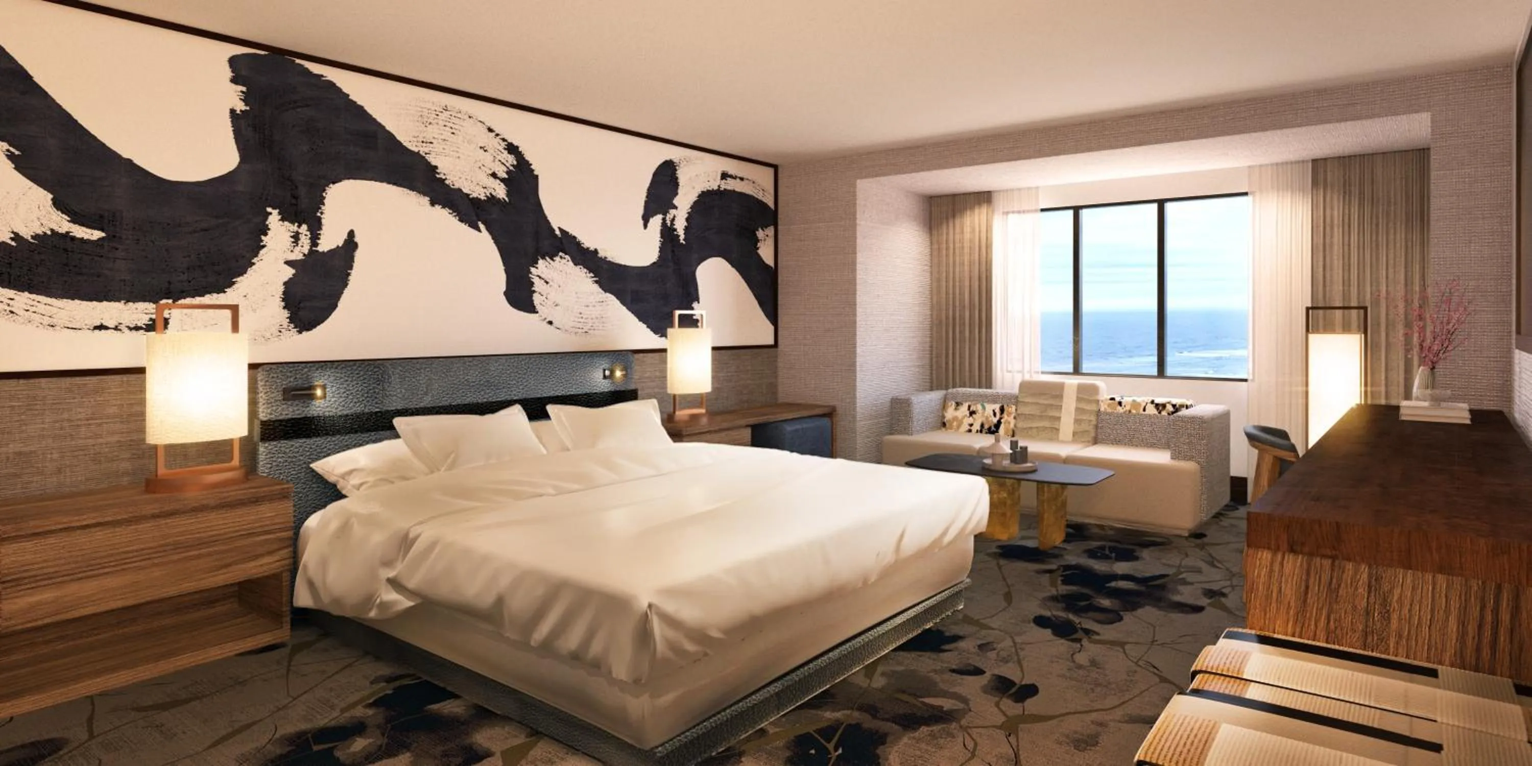 Bedroom, Bed in Nobu Hotel at Caesars Atlantic City