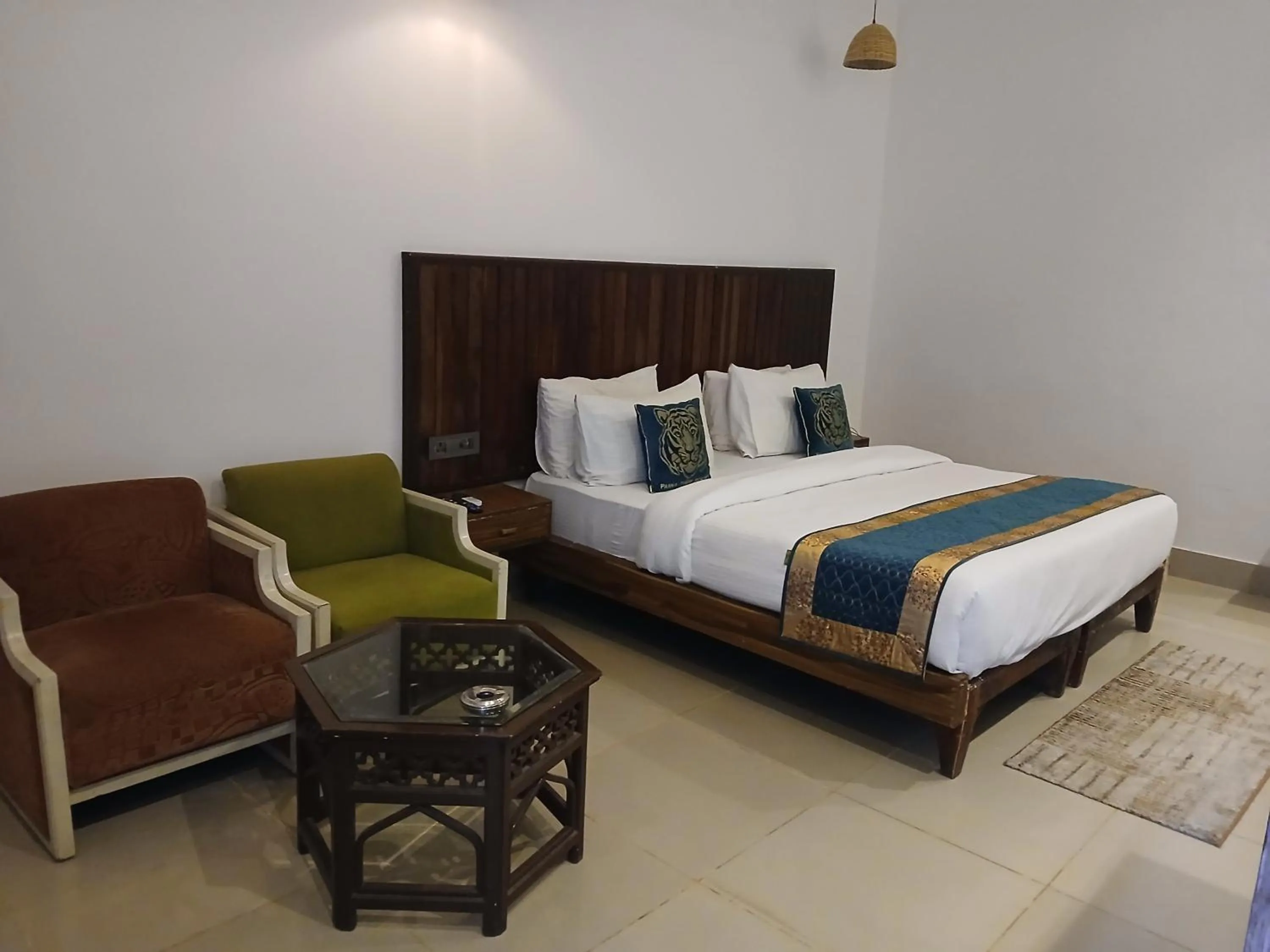 Bed in Panna Tiger Resort- Riverside Property