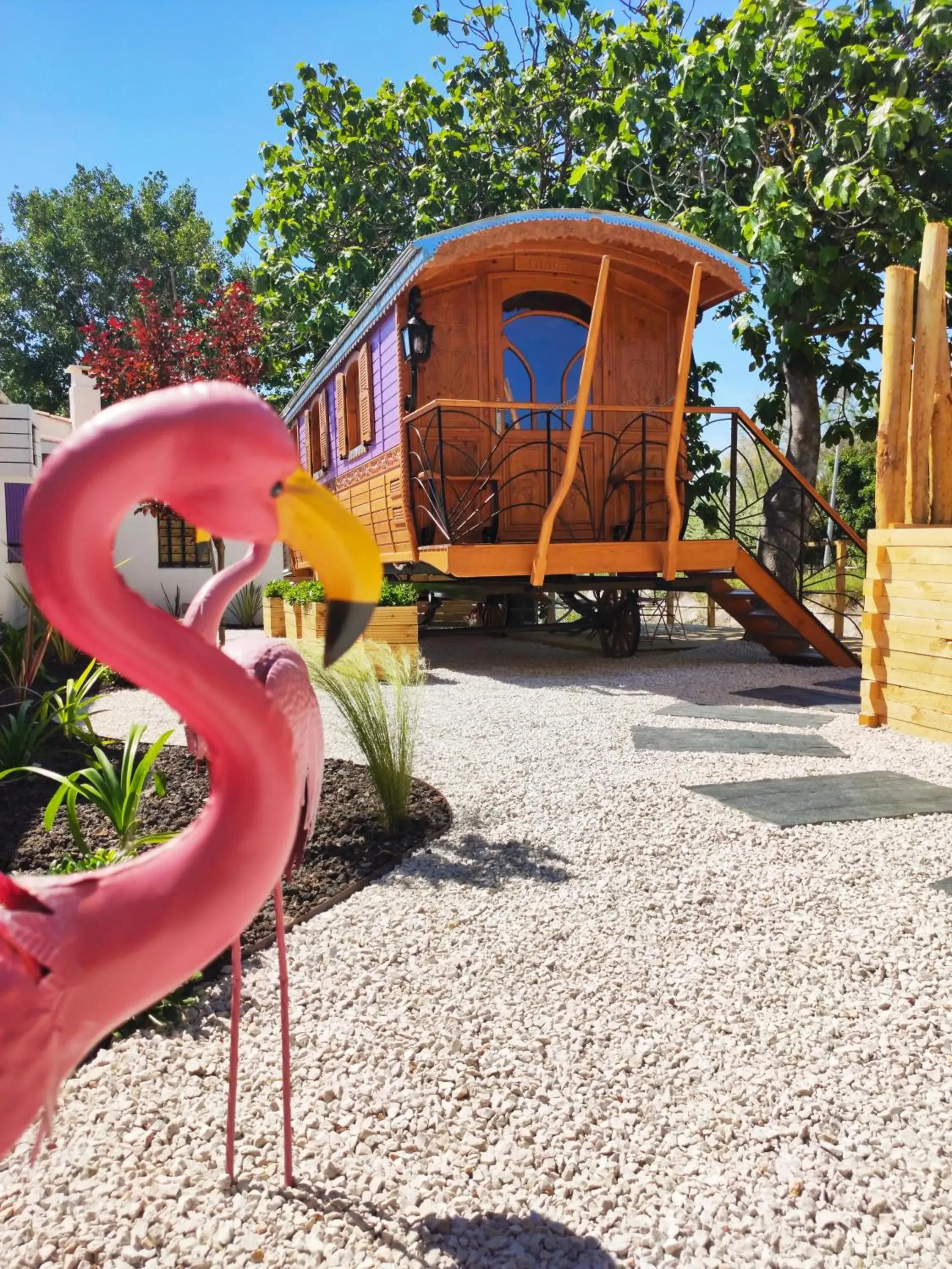 Wooden Caravan with Terrace and Air Conditioning in Logis Le Nid du Pont de Gau Wooden Caravan with Terrace and Air Conditioning in Logis Le Nid du Pont de Gau