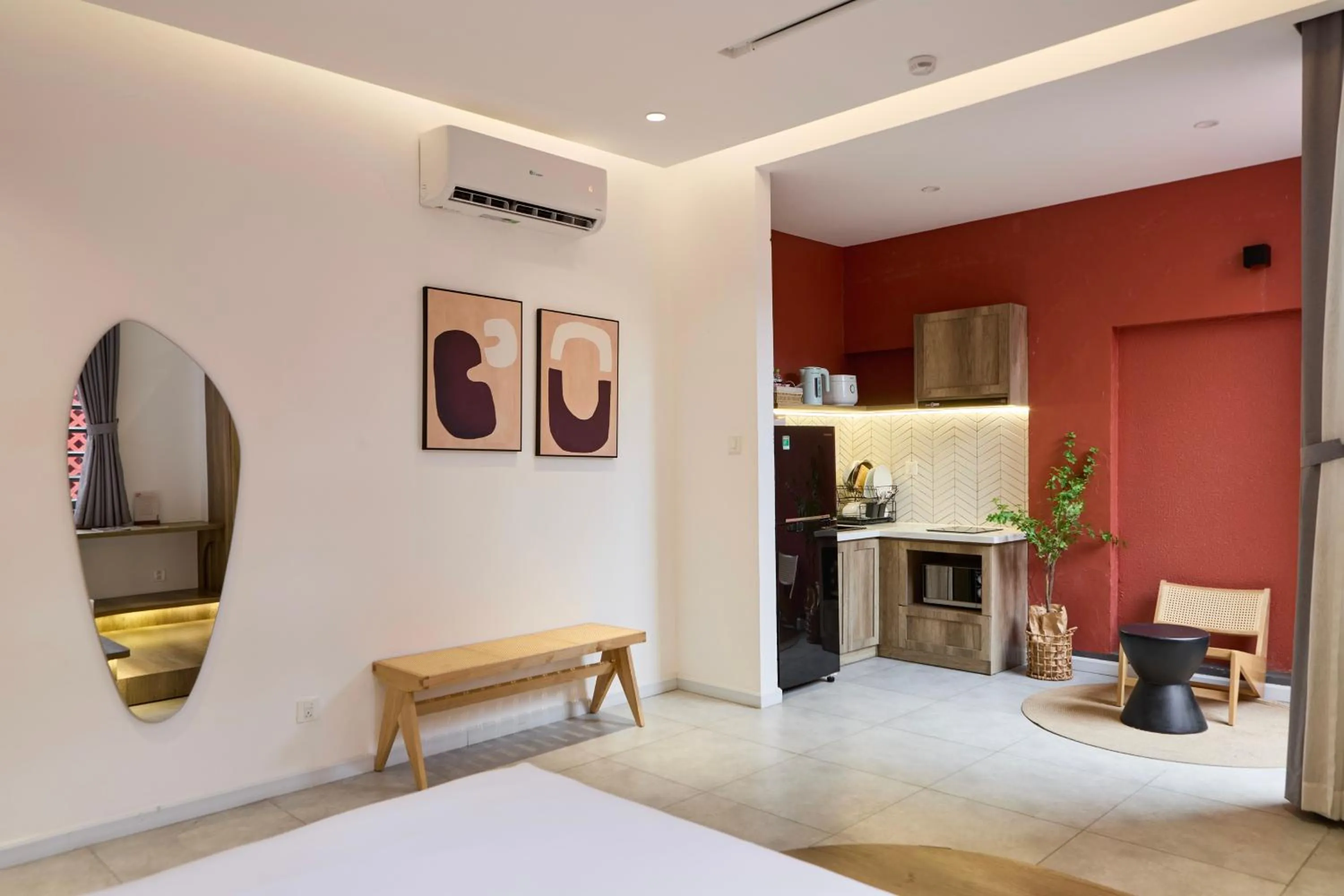 Kitchen or kitchenette, Bed in Kin Wander Tân Phong, The Moonage