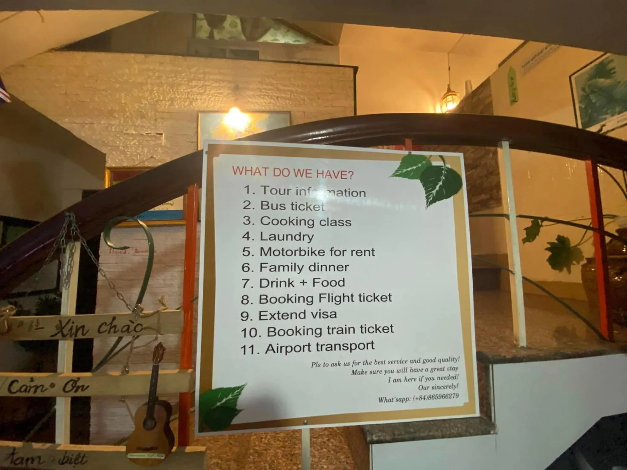 Text overlay in Mr.Happy Homestay