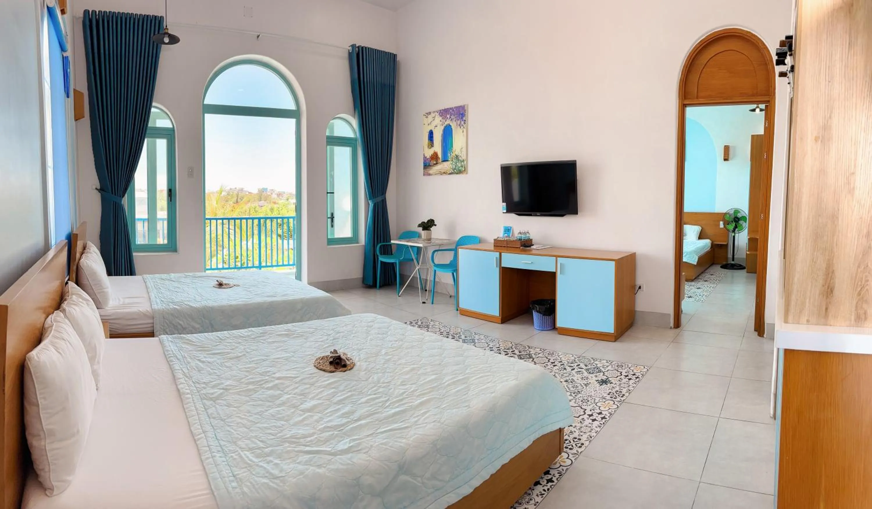 furniture, Bed in Santorini Villa Cam Ranh