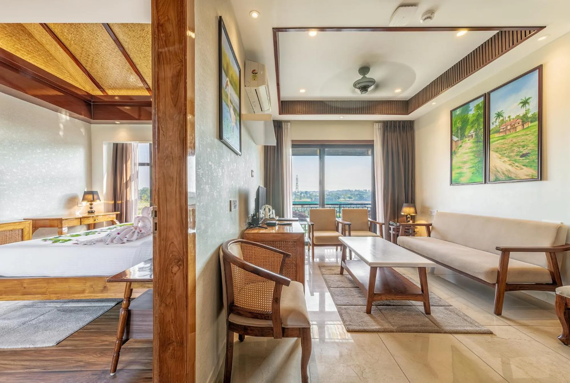 Seating area, Bed in Mystique Mayong Resort