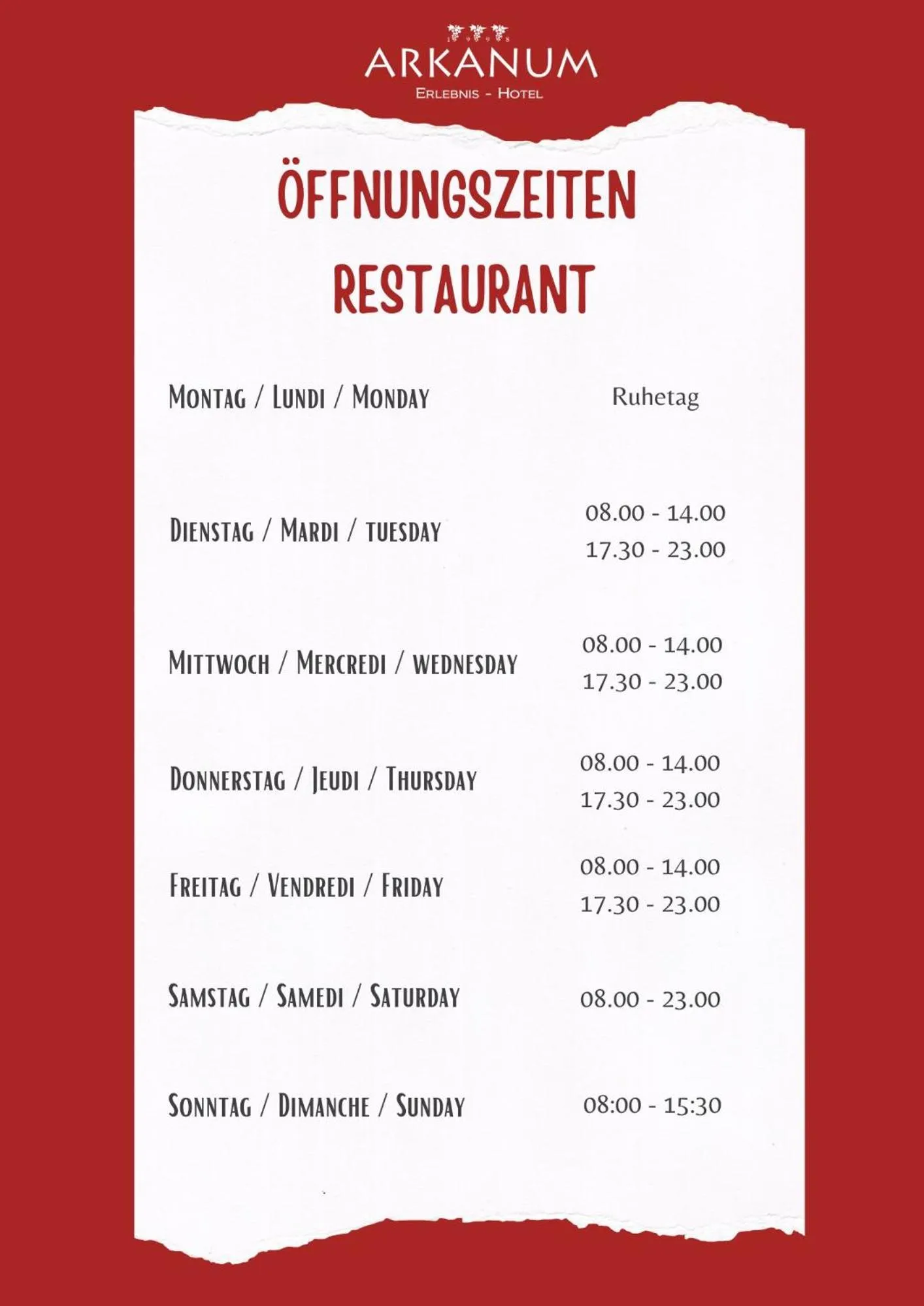 Restaurant/places to eat in Hotel Arkanum