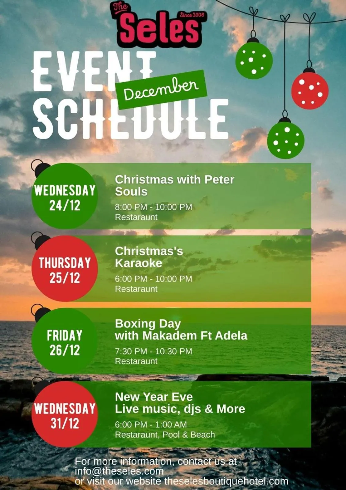 Evening entertainment in The Seles Boutique Hotel