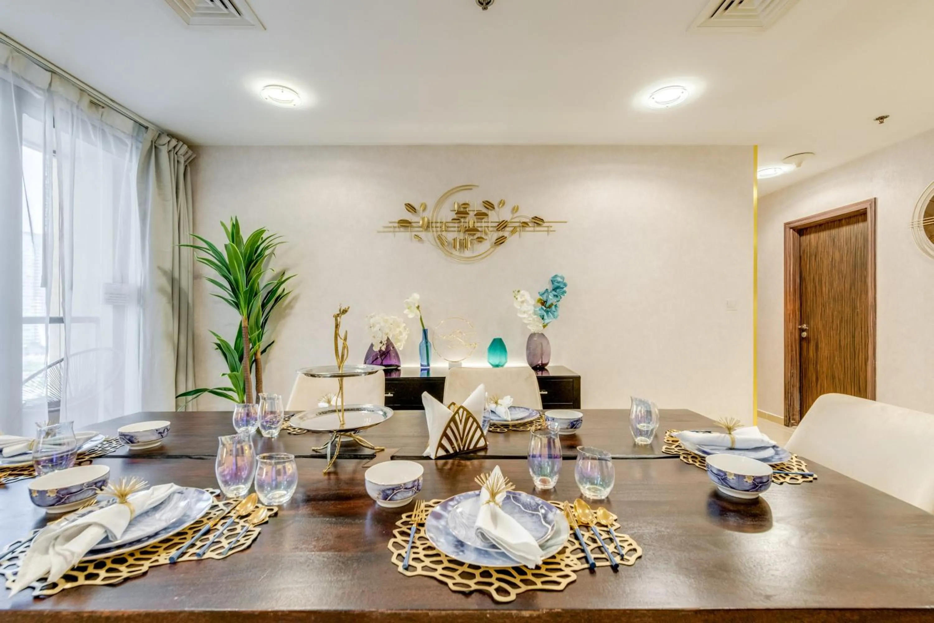 Dining area in GLOBALSTAY. Modern Apartments steps to JBR Beach