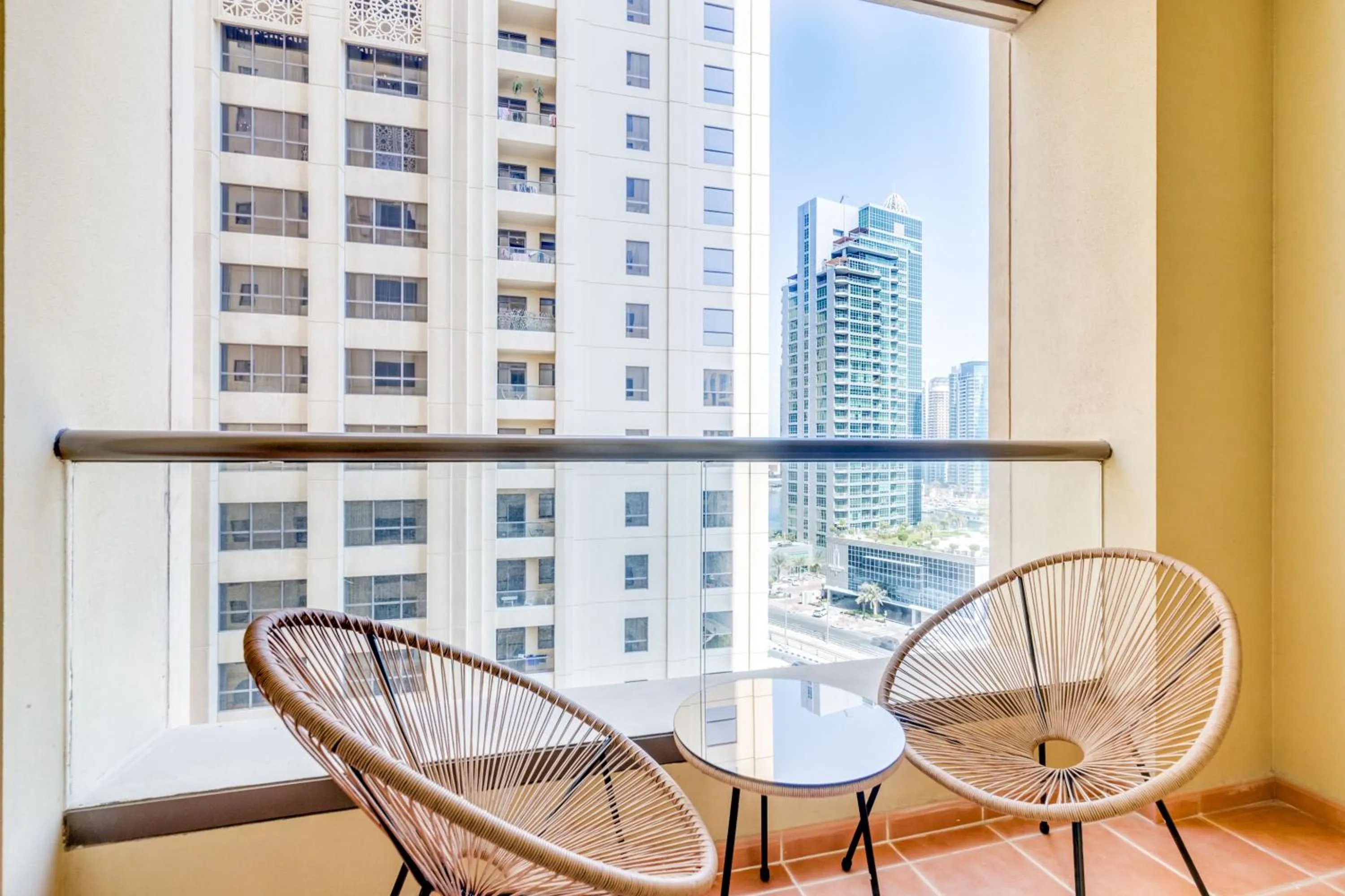Balcony/Terrace in GLOBALSTAY. Modern Apartments steps to JBR Beach