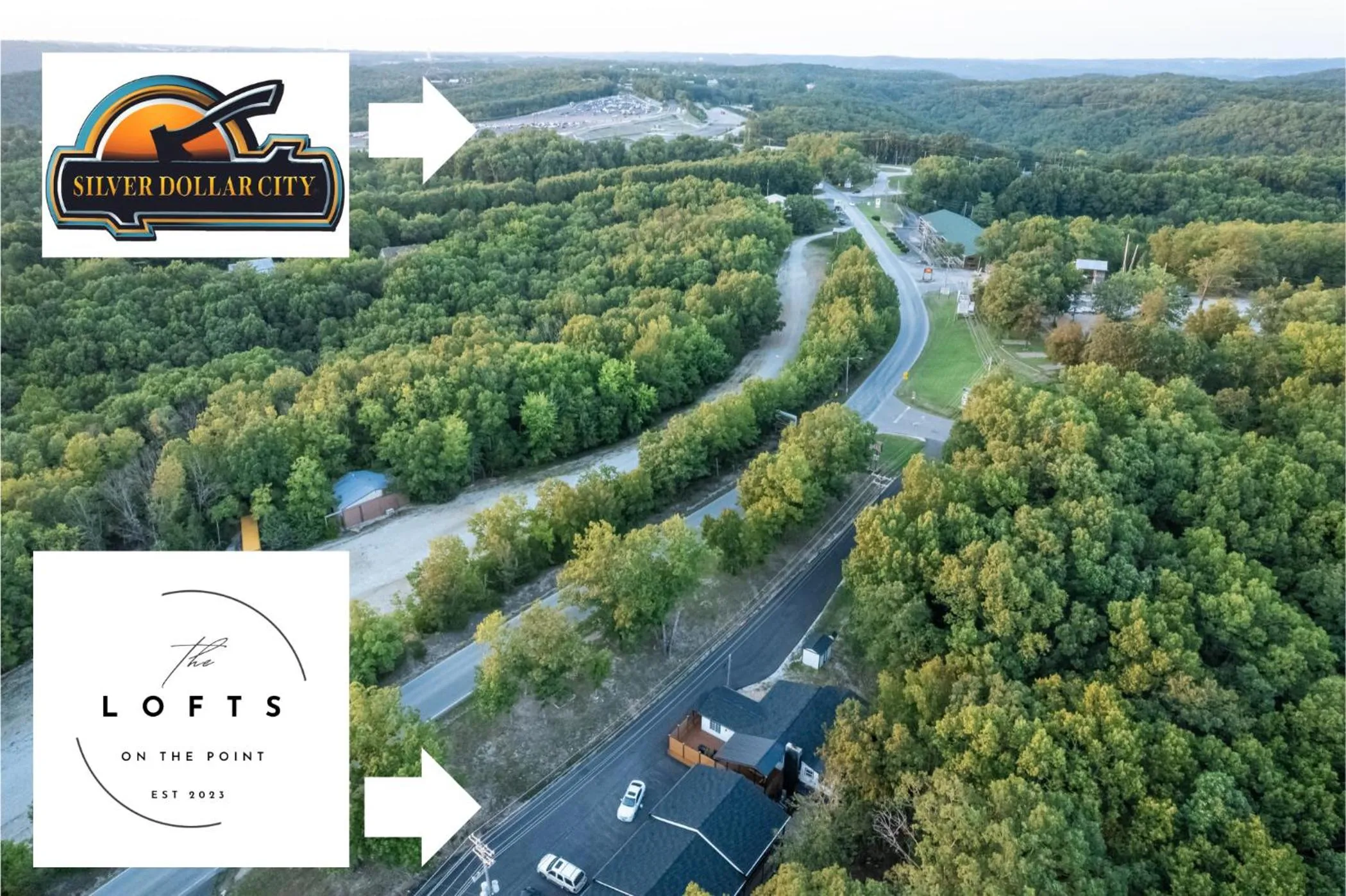 Property logo or sign in The Lofts on Indian Point - Near Silver Dollar City