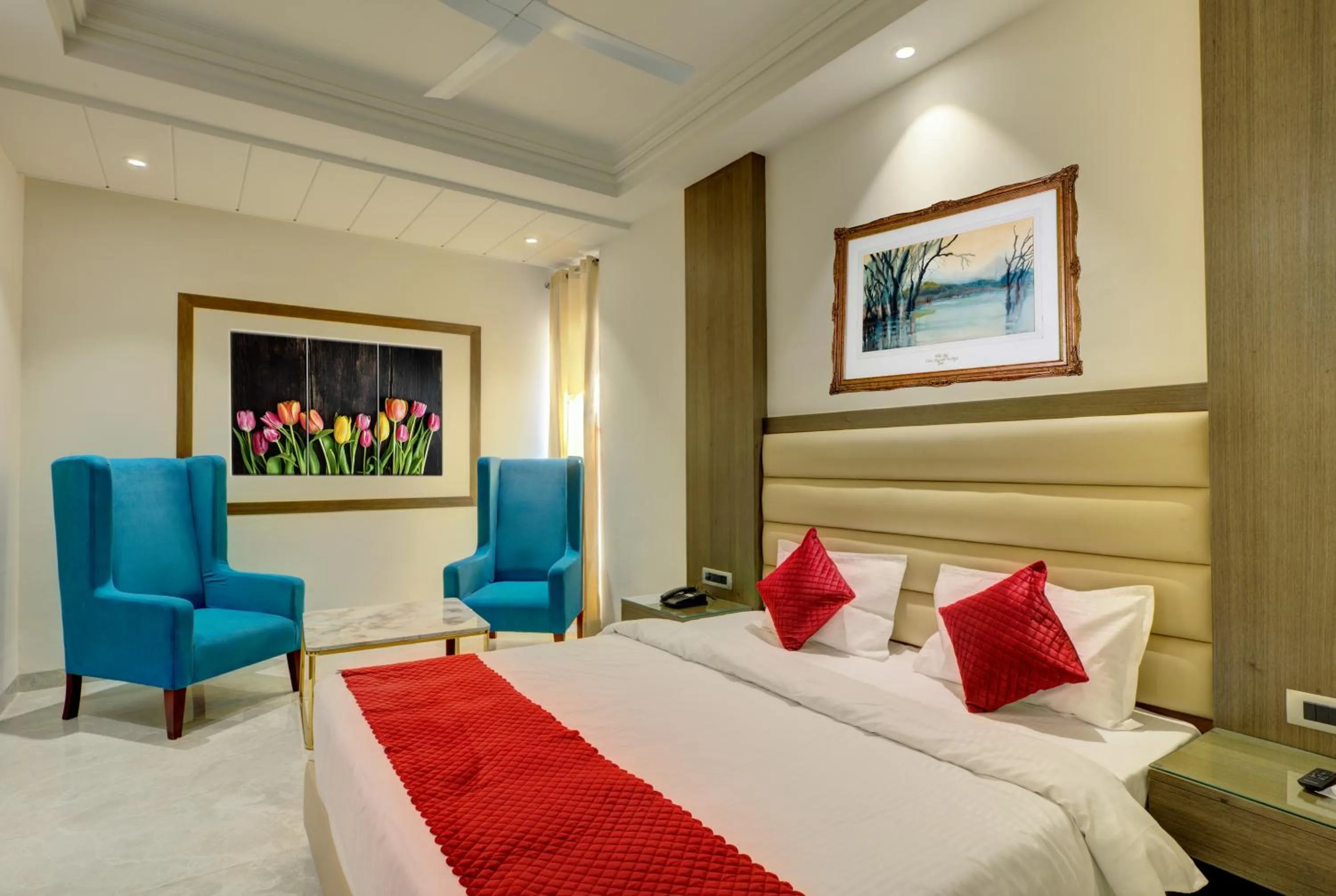 Bed in LUXE RESORTS - CENTRALLY HEATED AIR CONDITIONED HOTEL in THE HEART OF KASAULI