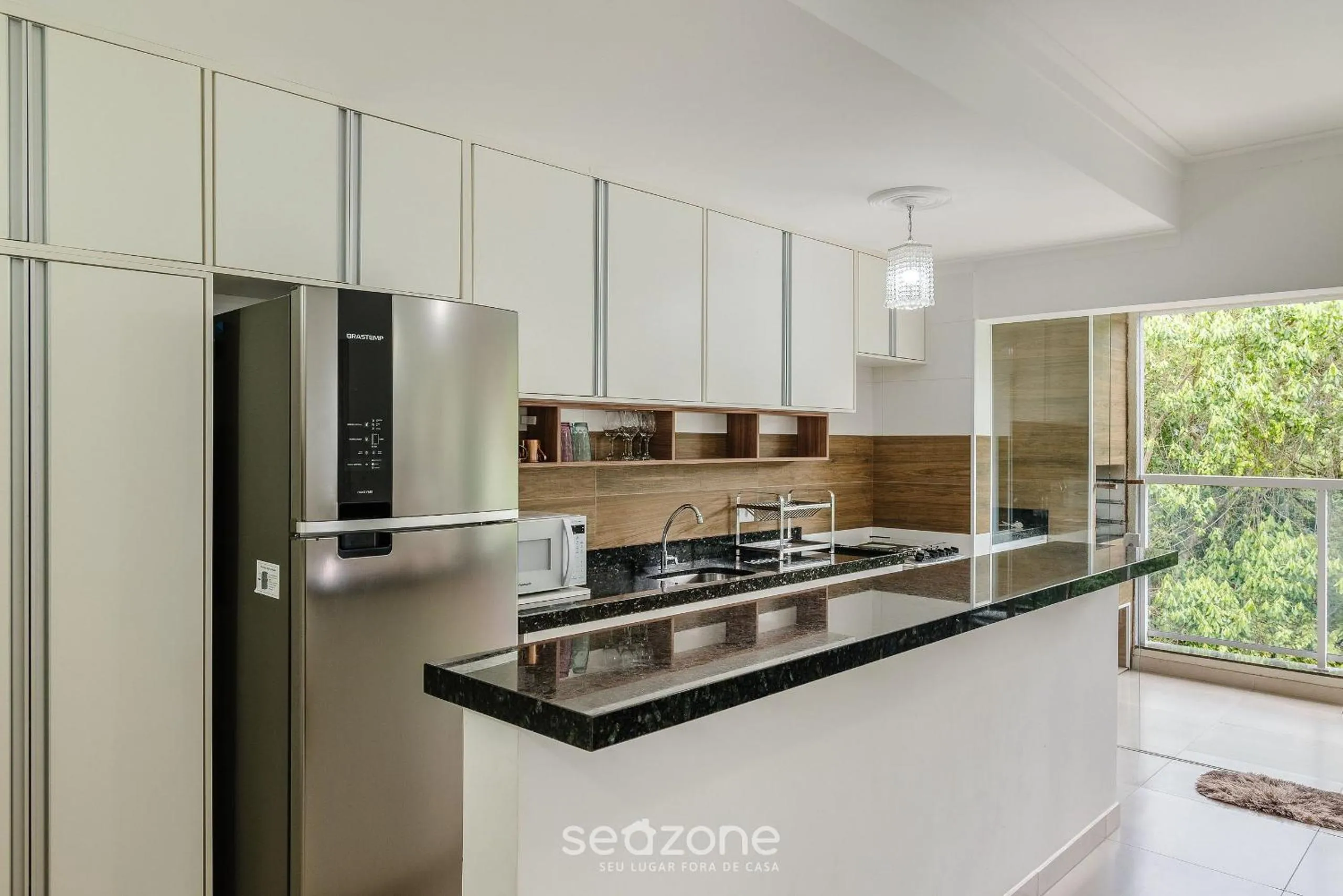 Kitchen or kitchenette in RJI - Apartamentos próximos da praia de Itaguá