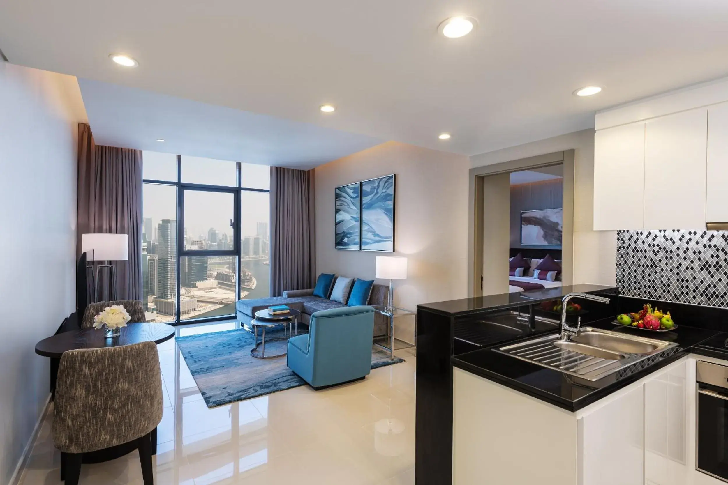 One Bedroom Panorama View With kitchenette - Free Bus service to Dubai Mall Metro Station, Dubai Mall, and Kite Beach in DAMAC Maison Aykon City Dubai One Bedroom Panorama View With kitchenette - Free Bus service to Dubai Mall Metro Station, Dubai Mall, and Kite Beach in DAMAC Maison Aykon City Dubai