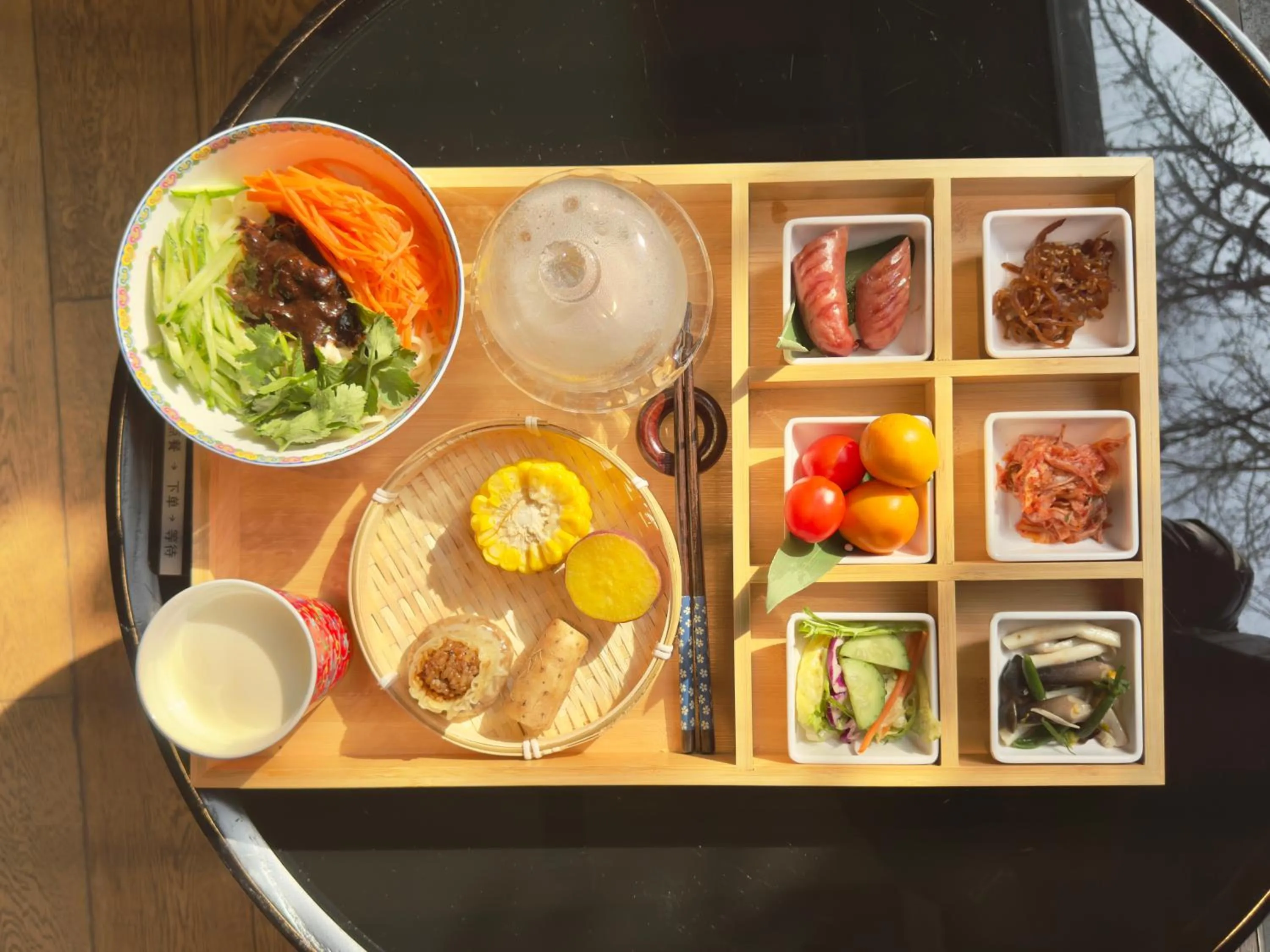 Food and drinks in The JOY courtyard Beijing near Tiananmen Forbidden City