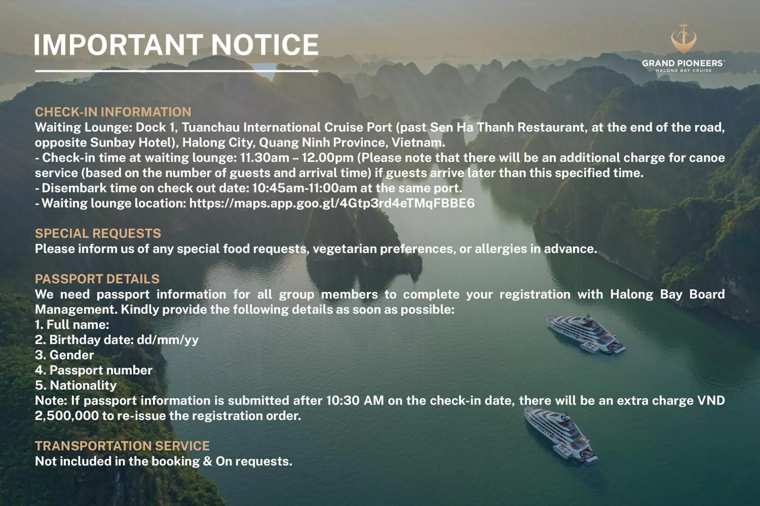 Logo/Certificate/Sign in Grand Pioneers Halong Bay Cruise 1