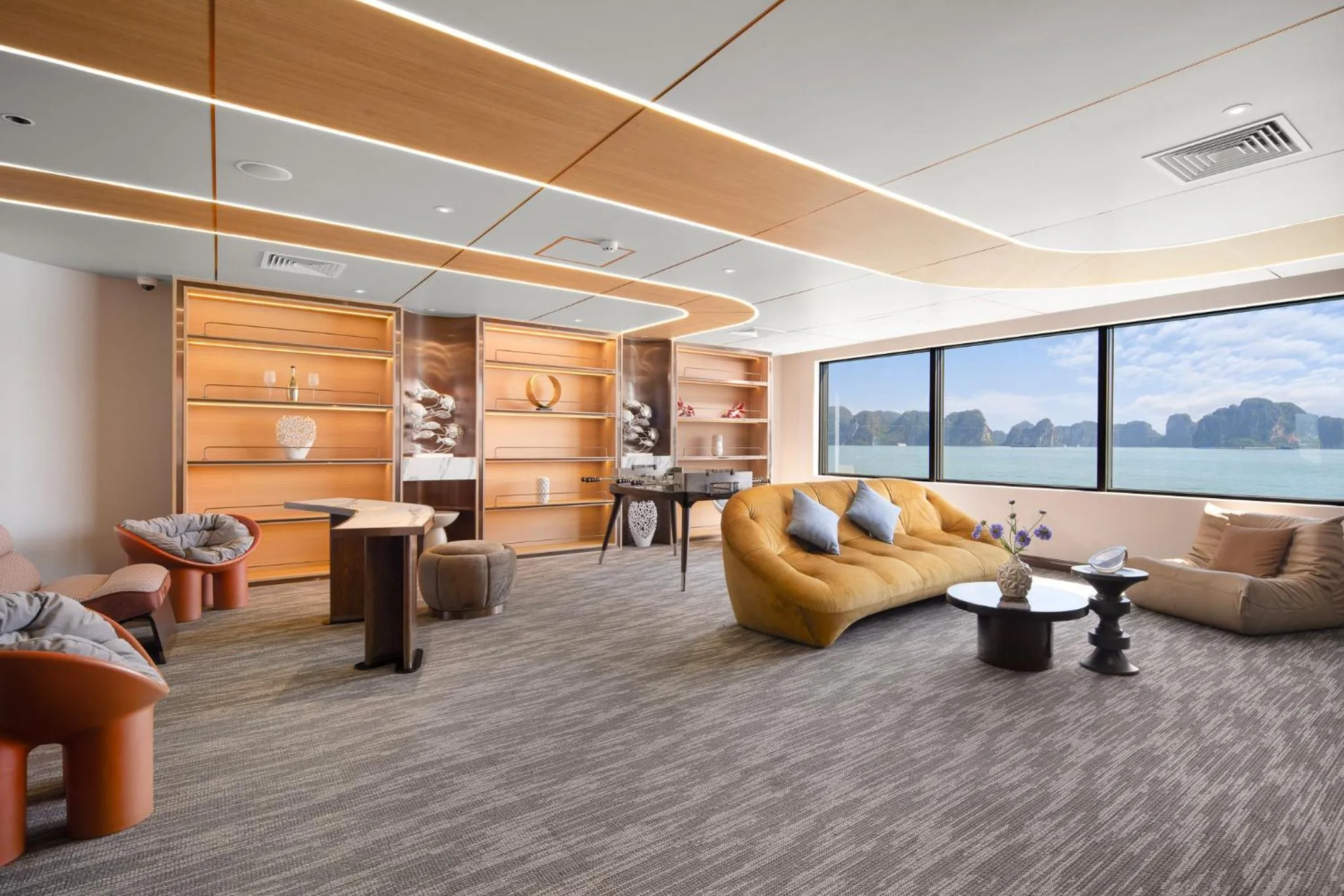 Seating area in Grand Pioneers Halong Bay Cruise 1