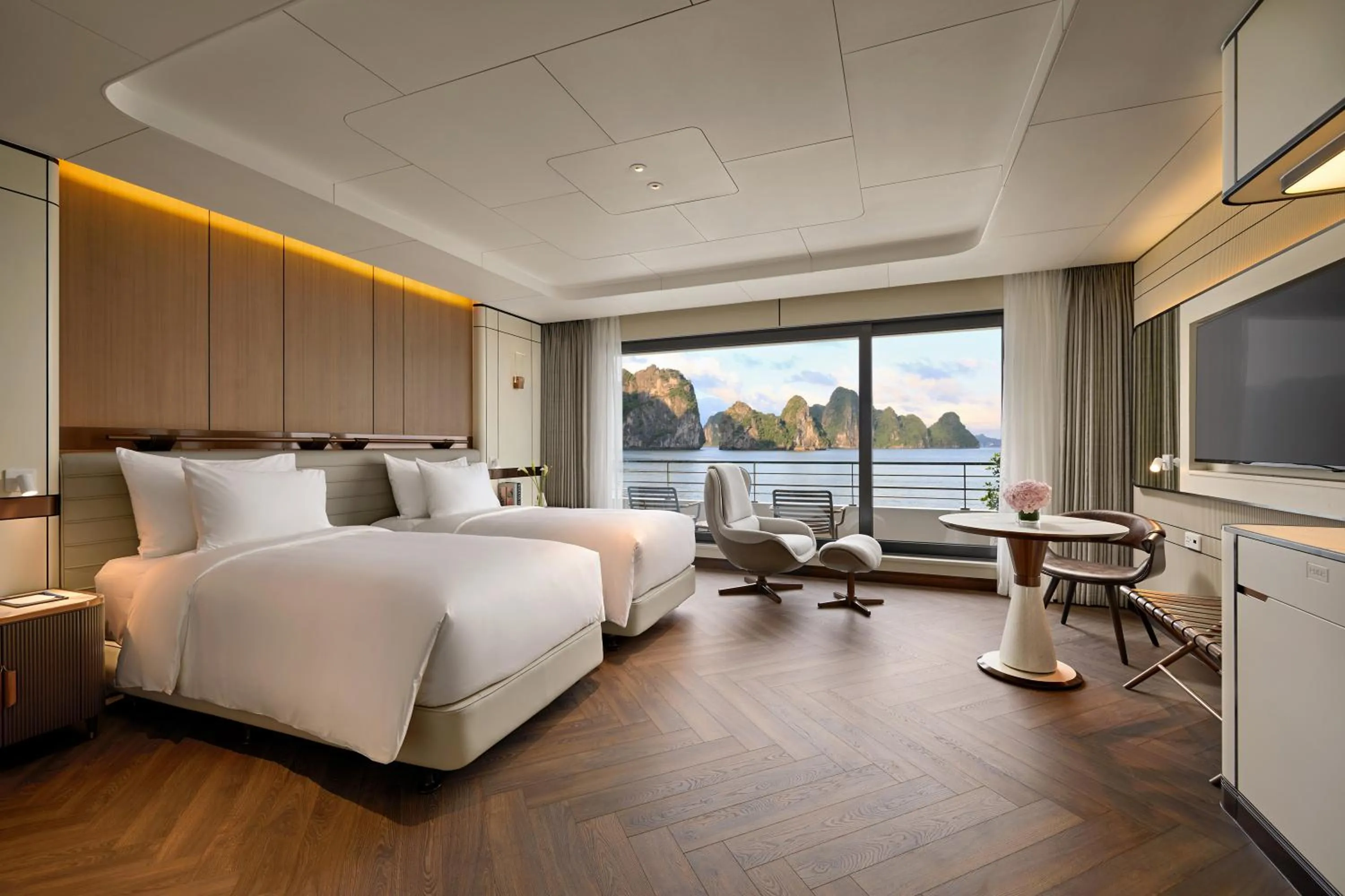 Bedroom, Bed in Grand Pioneers Halong Bay Cruise 1