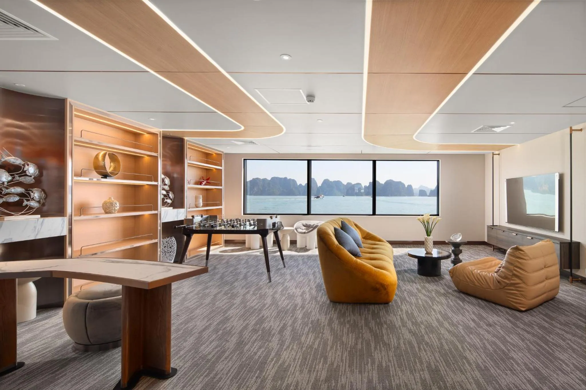 Seating area in Grand Pioneers Halong Bay Cruise 1