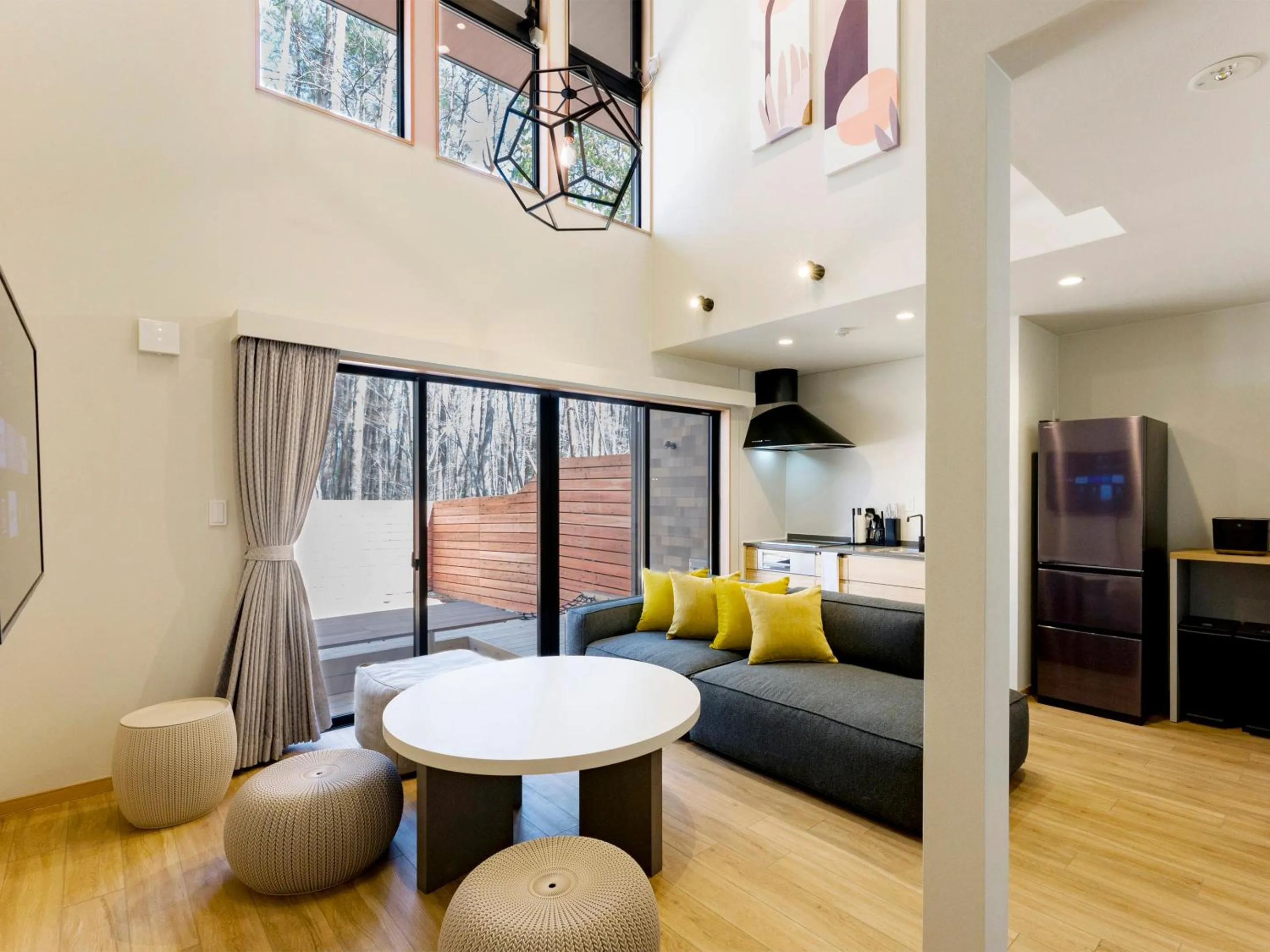 Living room, Bed in Rakuten STAY VILLA Fujikawaguchiko Forest