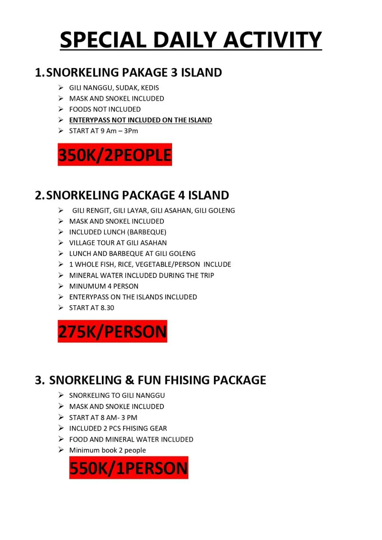 Activities in Krisna Bungalows and Restaurant