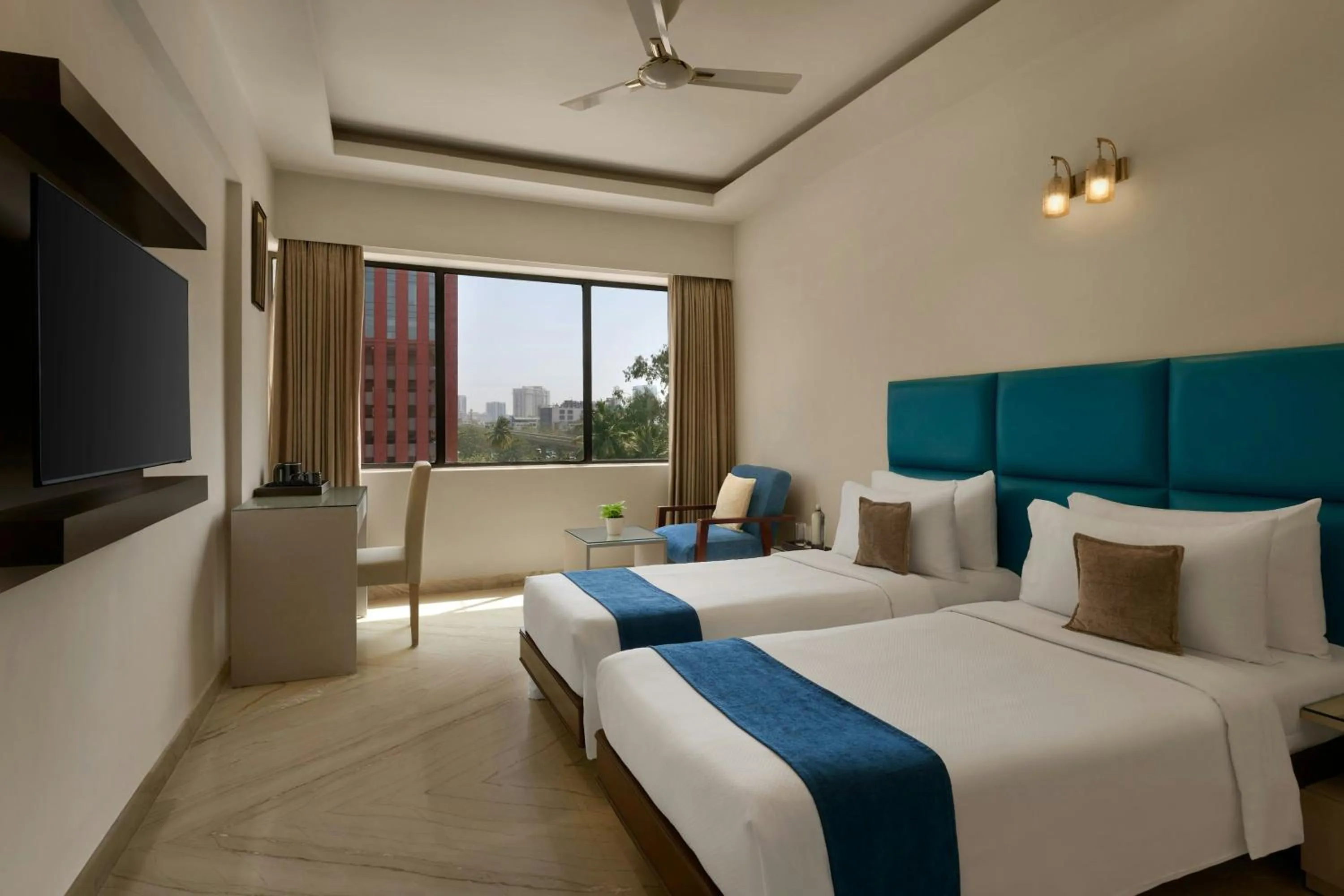 Winter Green Premium Twin Room with City View - single occupancy in The Fern Residency Bengaluru, Yeshwanthpur, Series by Marriott