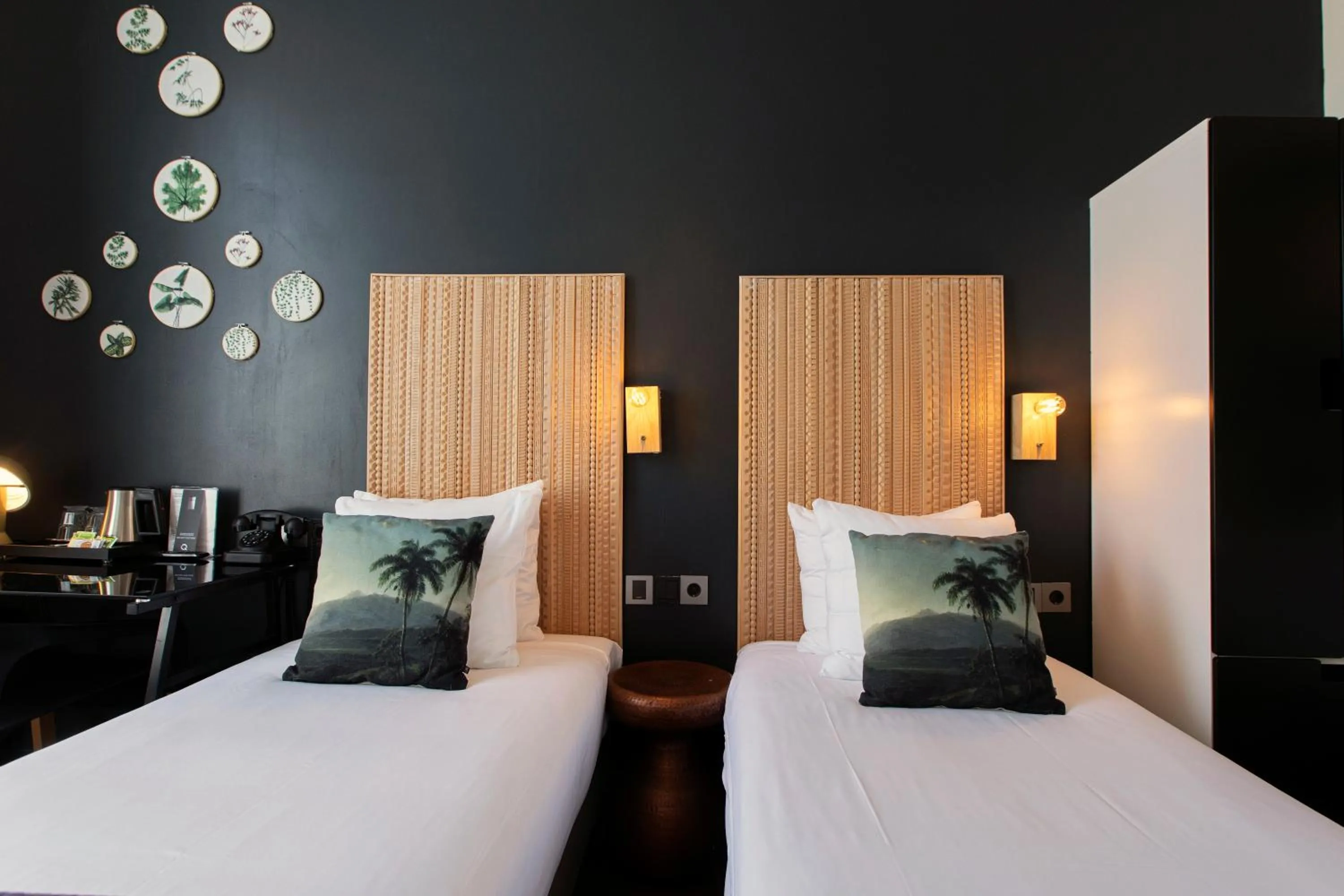 Bed in Quentin Amsterdam Hotel