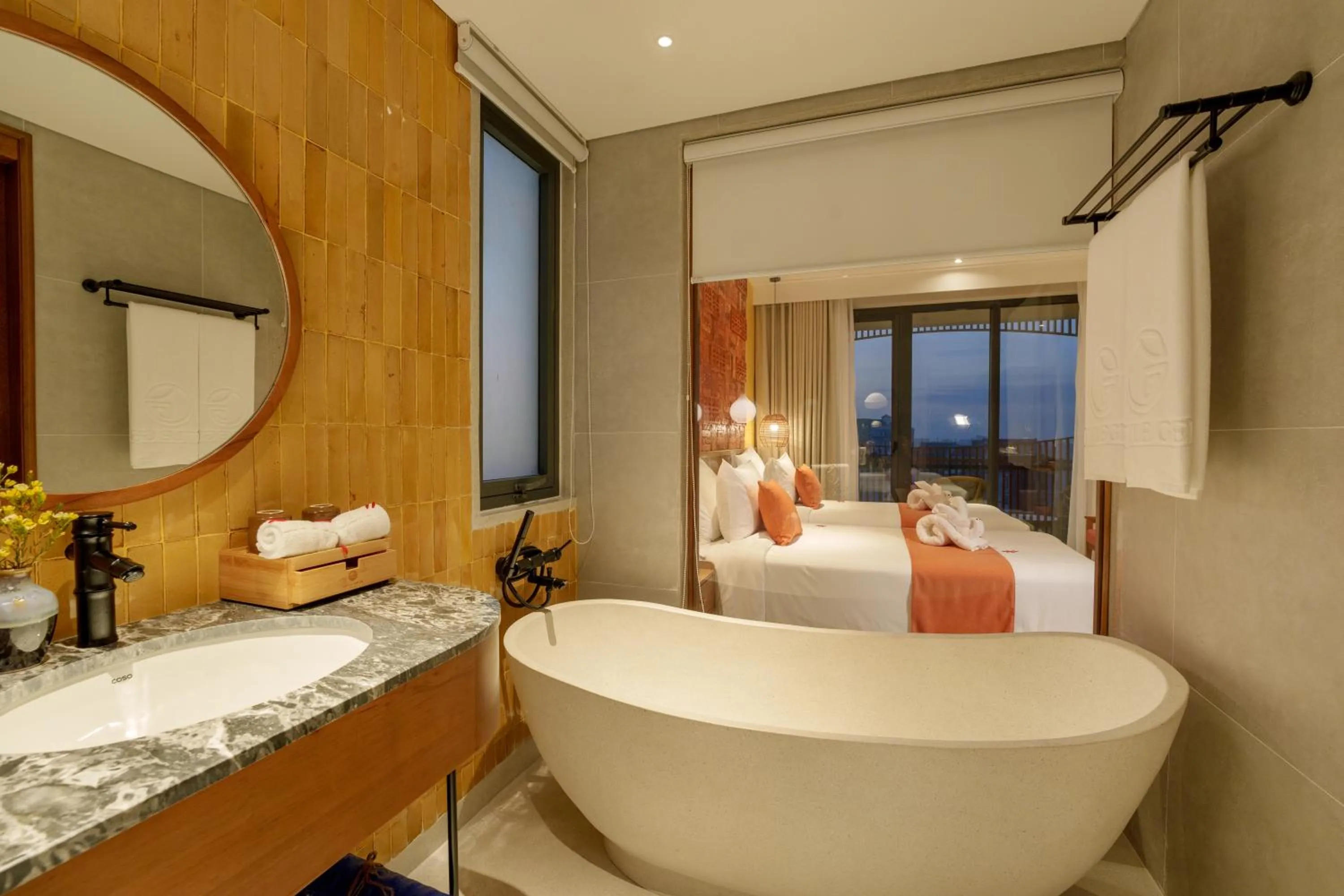 Bathroom, Bed in Little Gem. An Eco-Friendly Boutique Hotel & Spa
