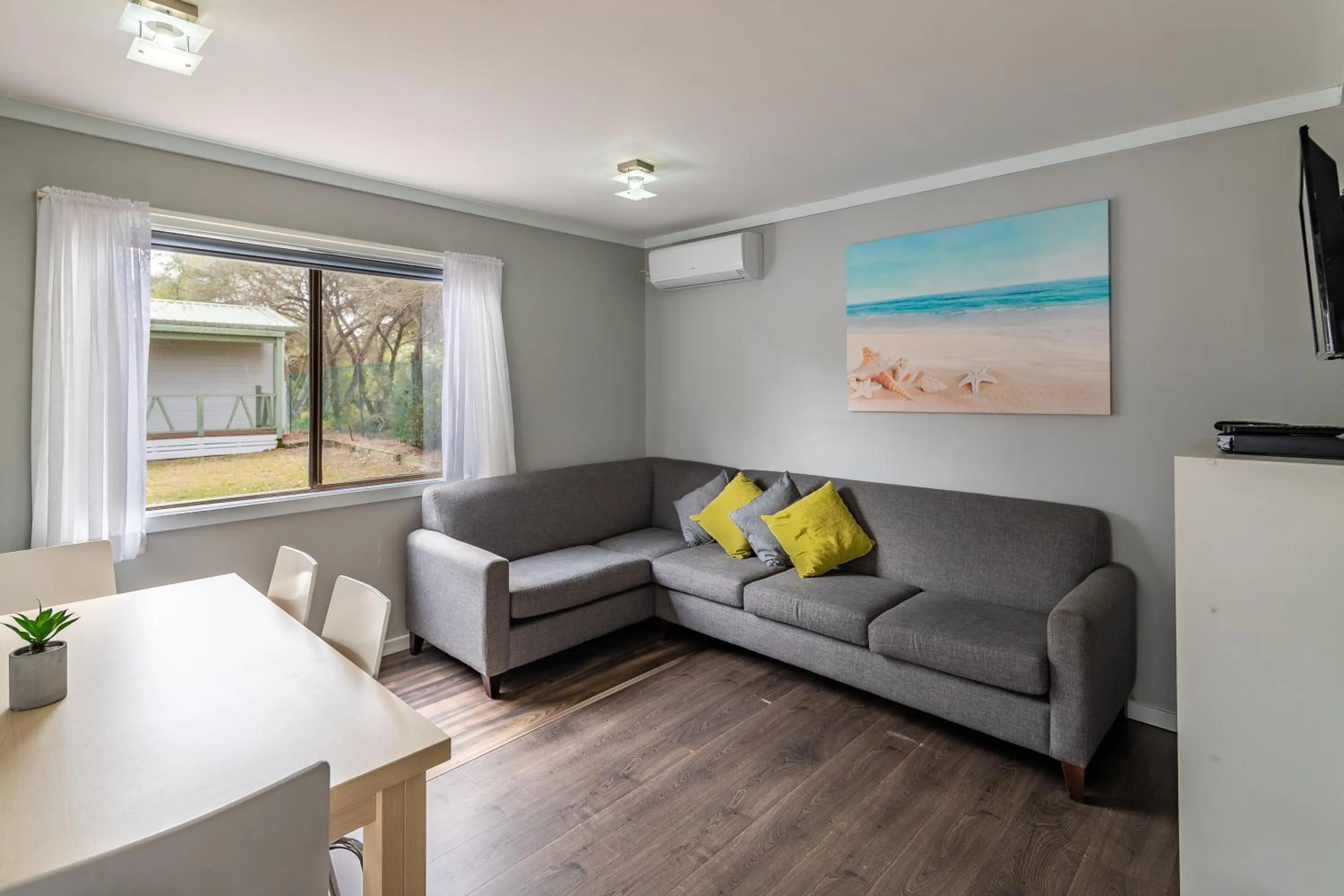 Seating area in NRMA Broulee Holiday park