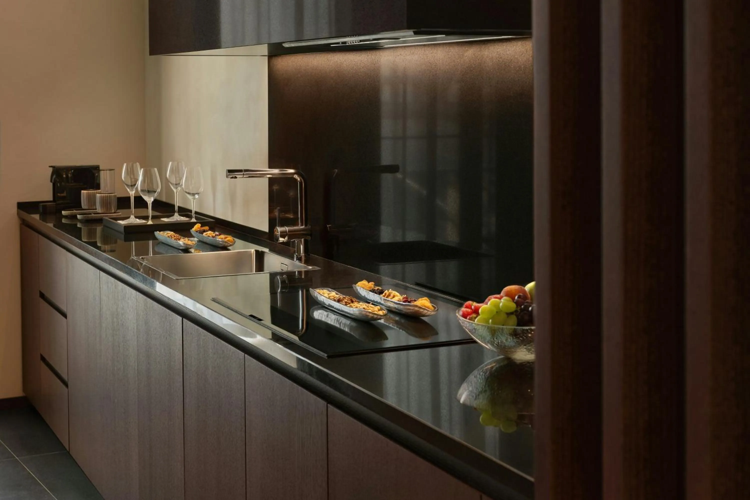 Kitchen or kitchenette in Dorothea Hotel, Budapest, Autograph Collection