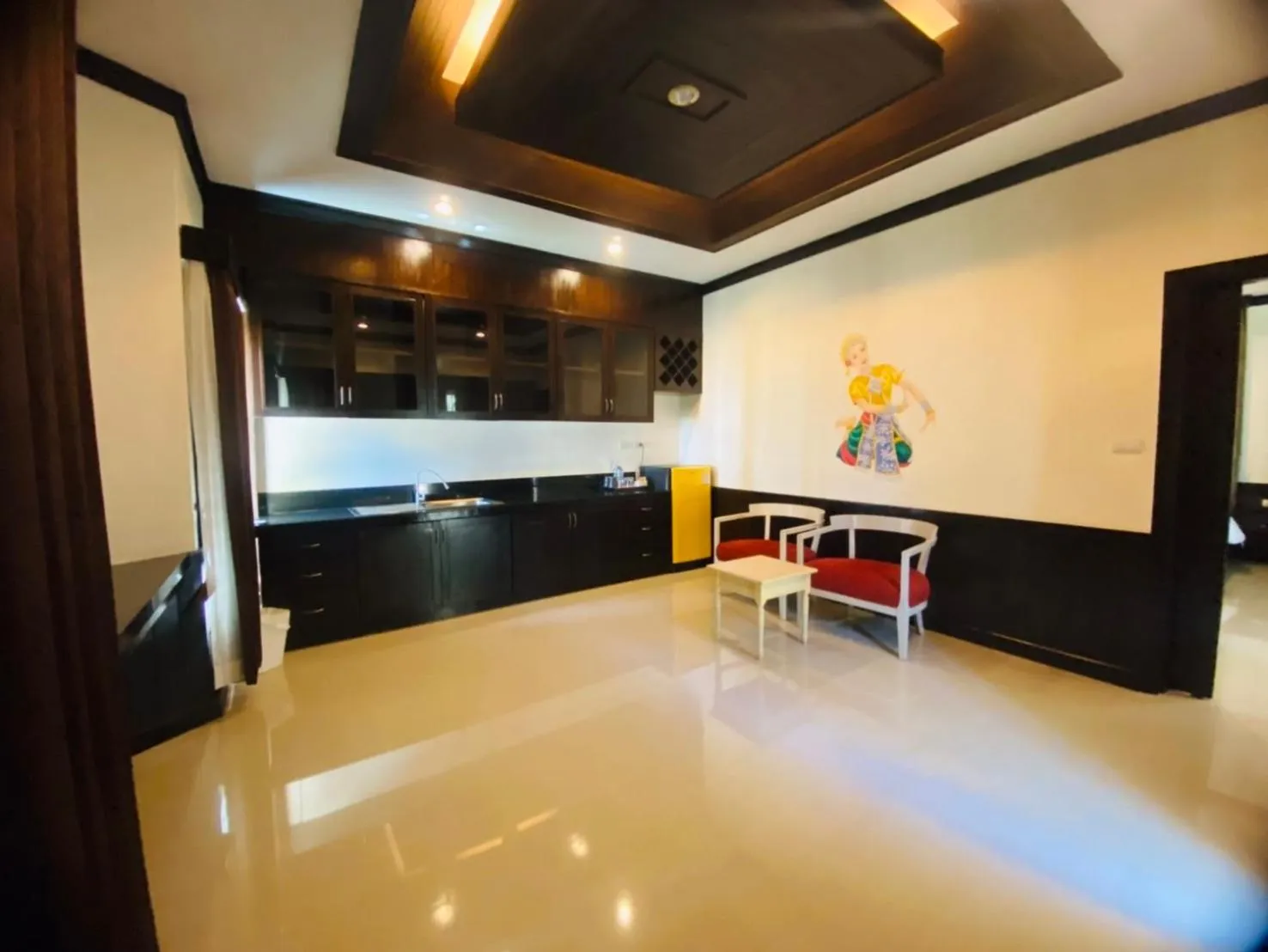 Kitchen or kitchenette in Hotel and Beach Bungalow at Lanta Resort