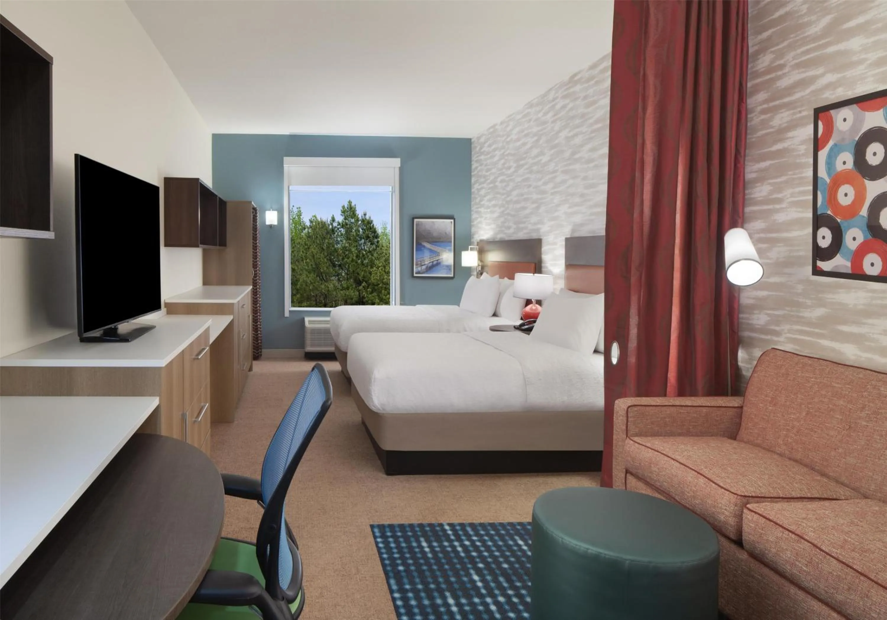 Living room, Bed in Home2 Suites By Hilton Jackson