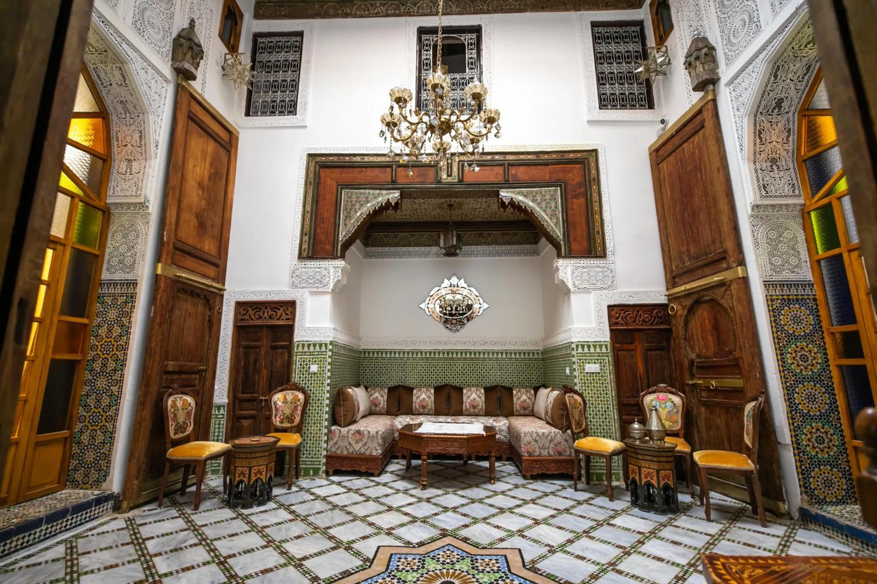 Communal lounge/ TV room in Dar Usham Fes Luxury Guest House