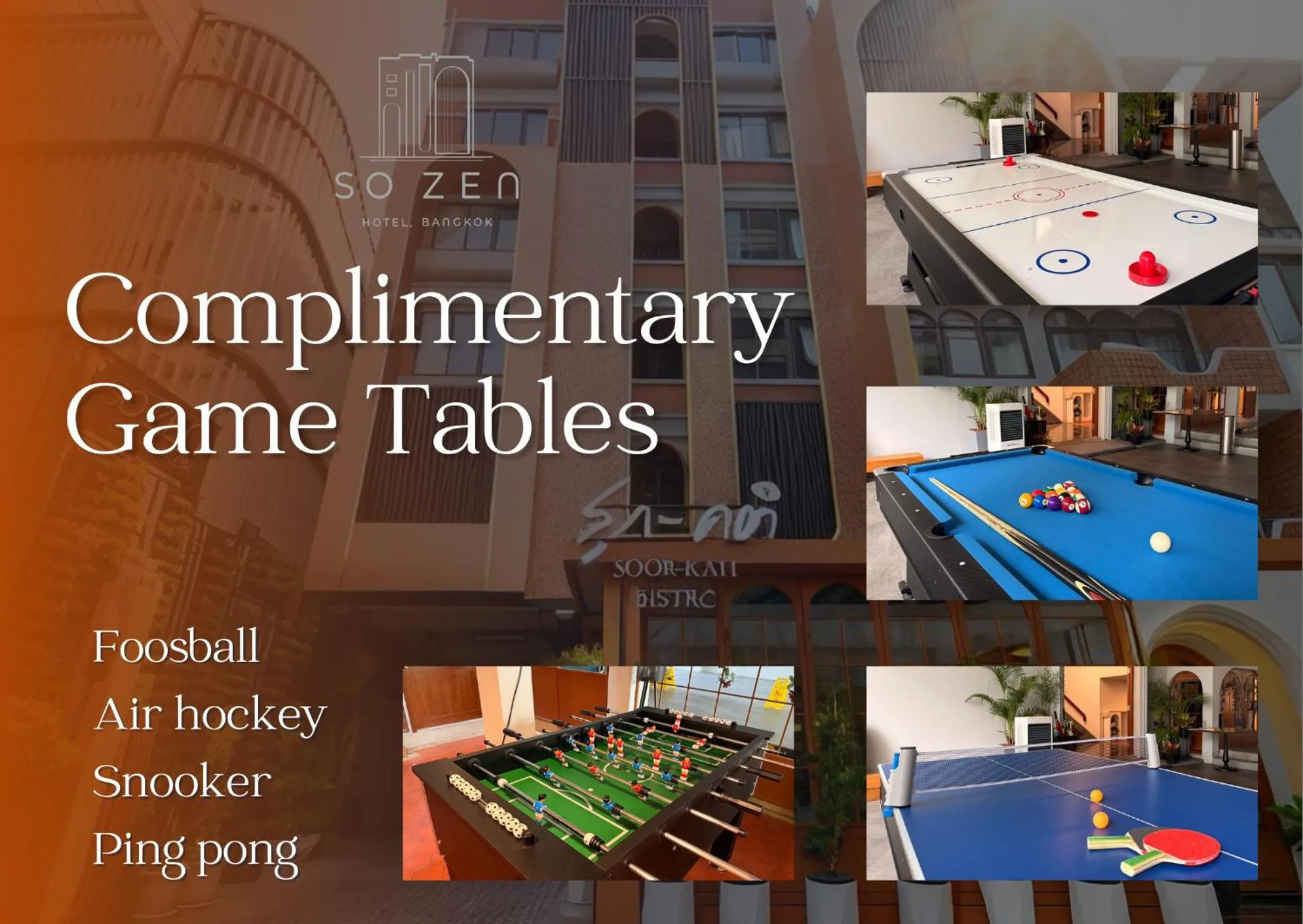 Game Room in SO Zen Hotel Silom Bangkok
