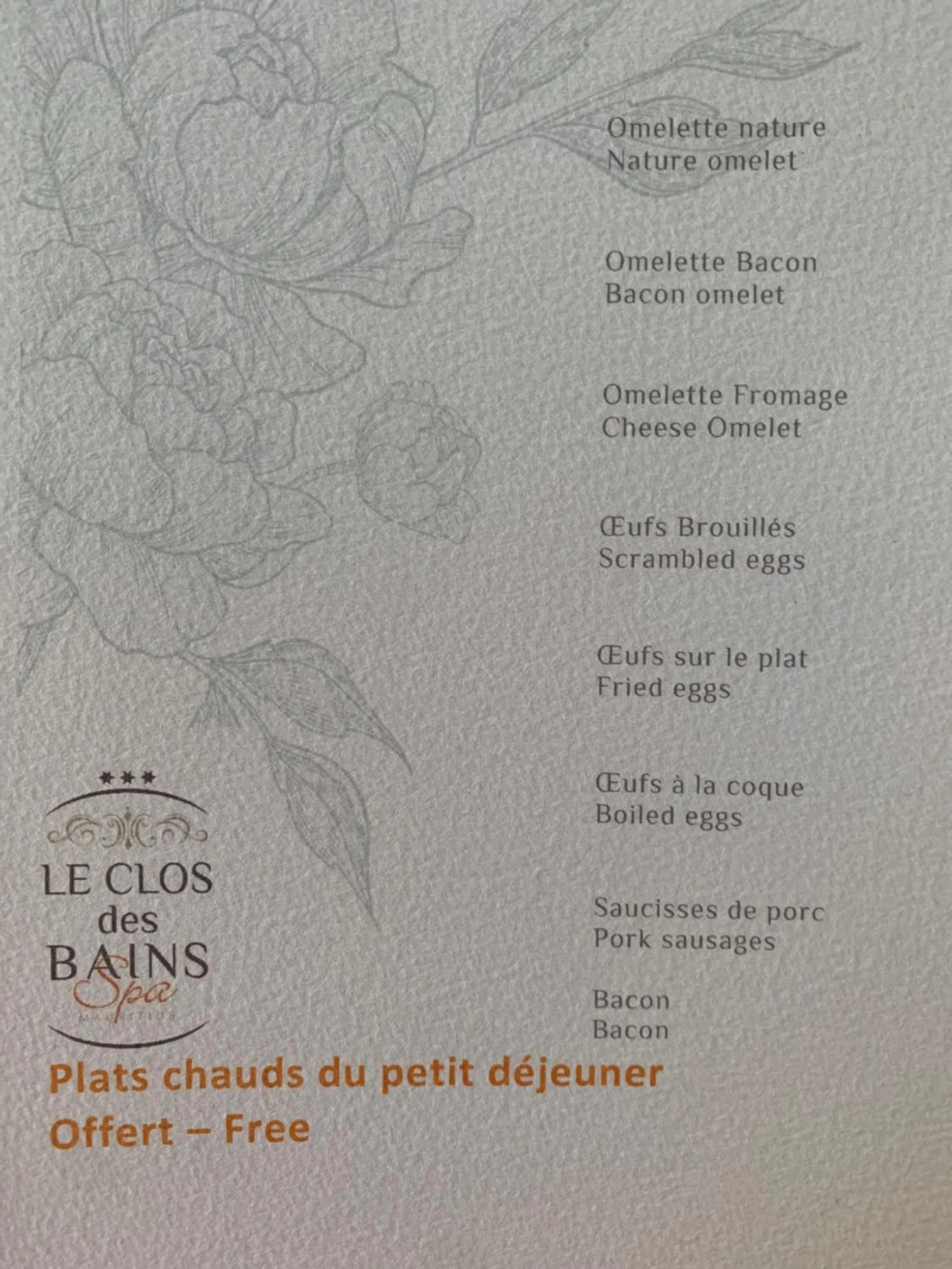 Buffet breakfast in Le Clos des Bains Mauritius