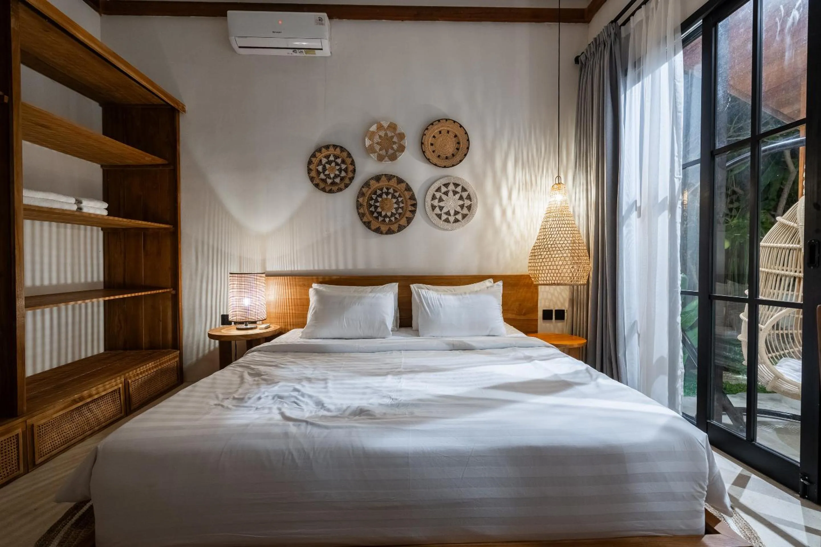 Night, Bed in Hijau Villa by EVDEkimi - Charming 2BR escape with Pool, Outdoor Lounge, Lush Garden