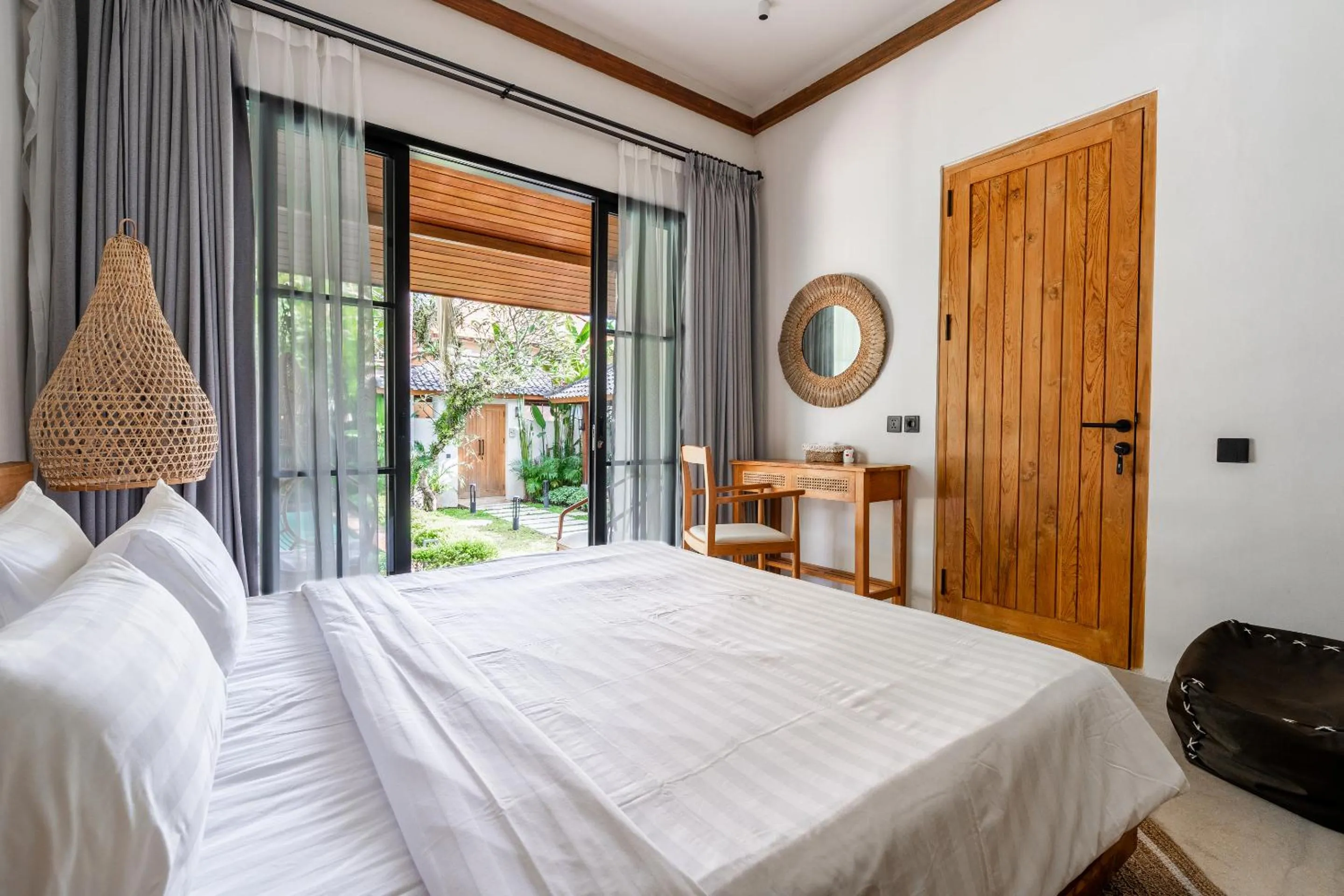 Bed in Hijau Villa by EVDEkimi - Charming 2BR escape with Pool, Outdoor Lounge, Lush Garden