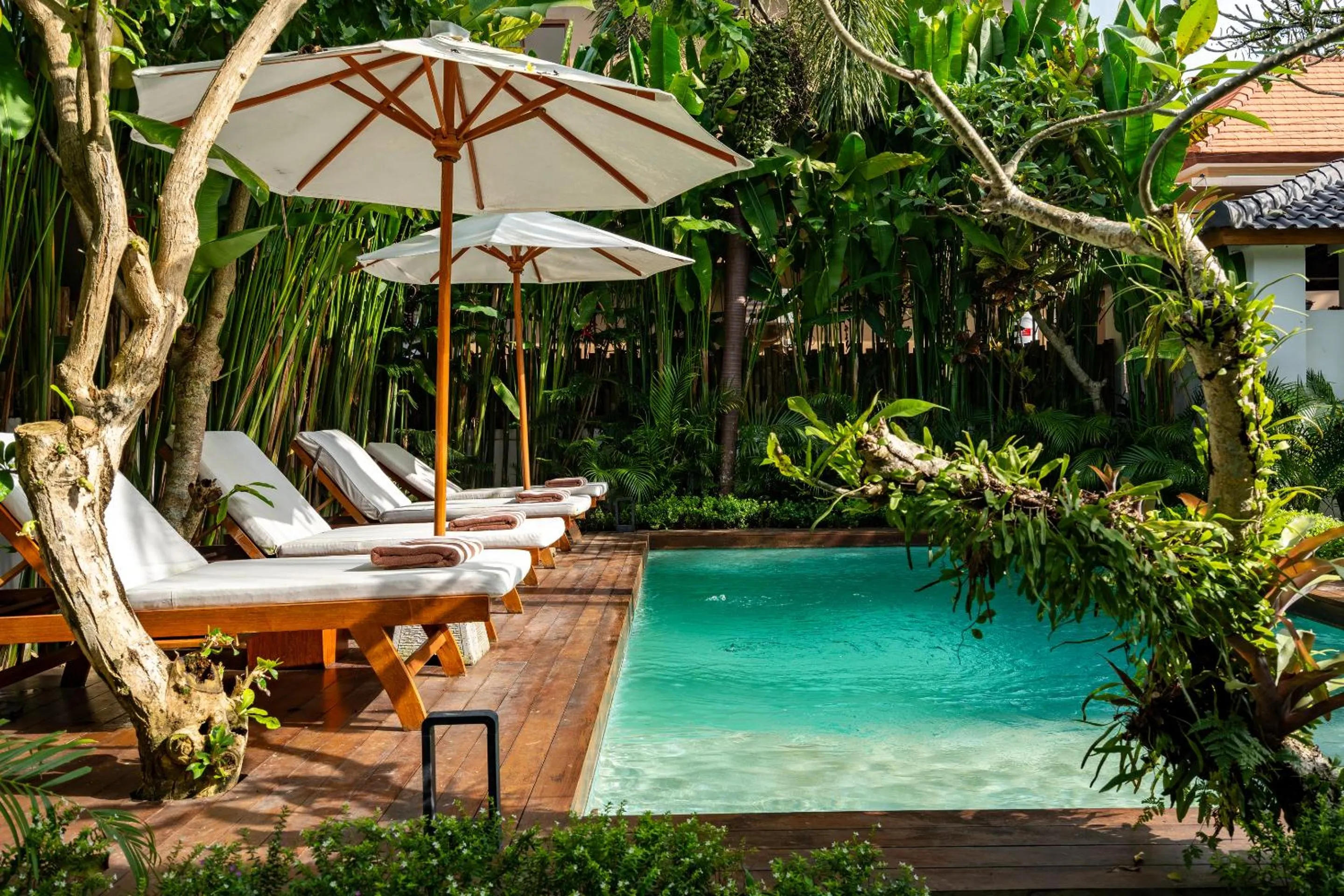 Garden in Hijau Villa by EVDEkimi - Charming 2BR escape with Pool, Outdoor Lounge, Lush Garden