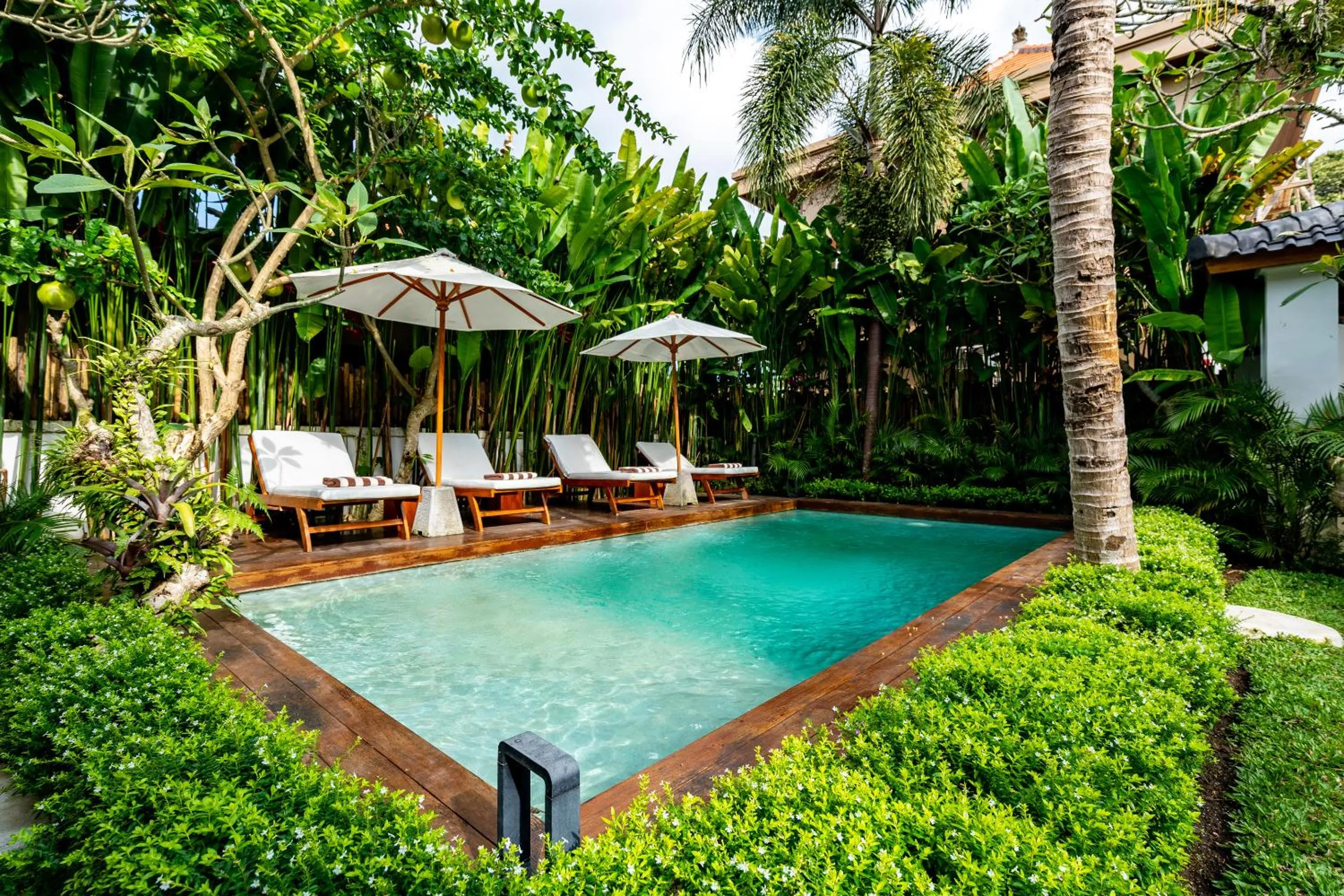 Garden in Hijau Villa by EVDEkimi - Charming 2BR escape with Pool, Outdoor Lounge, Lush Garden