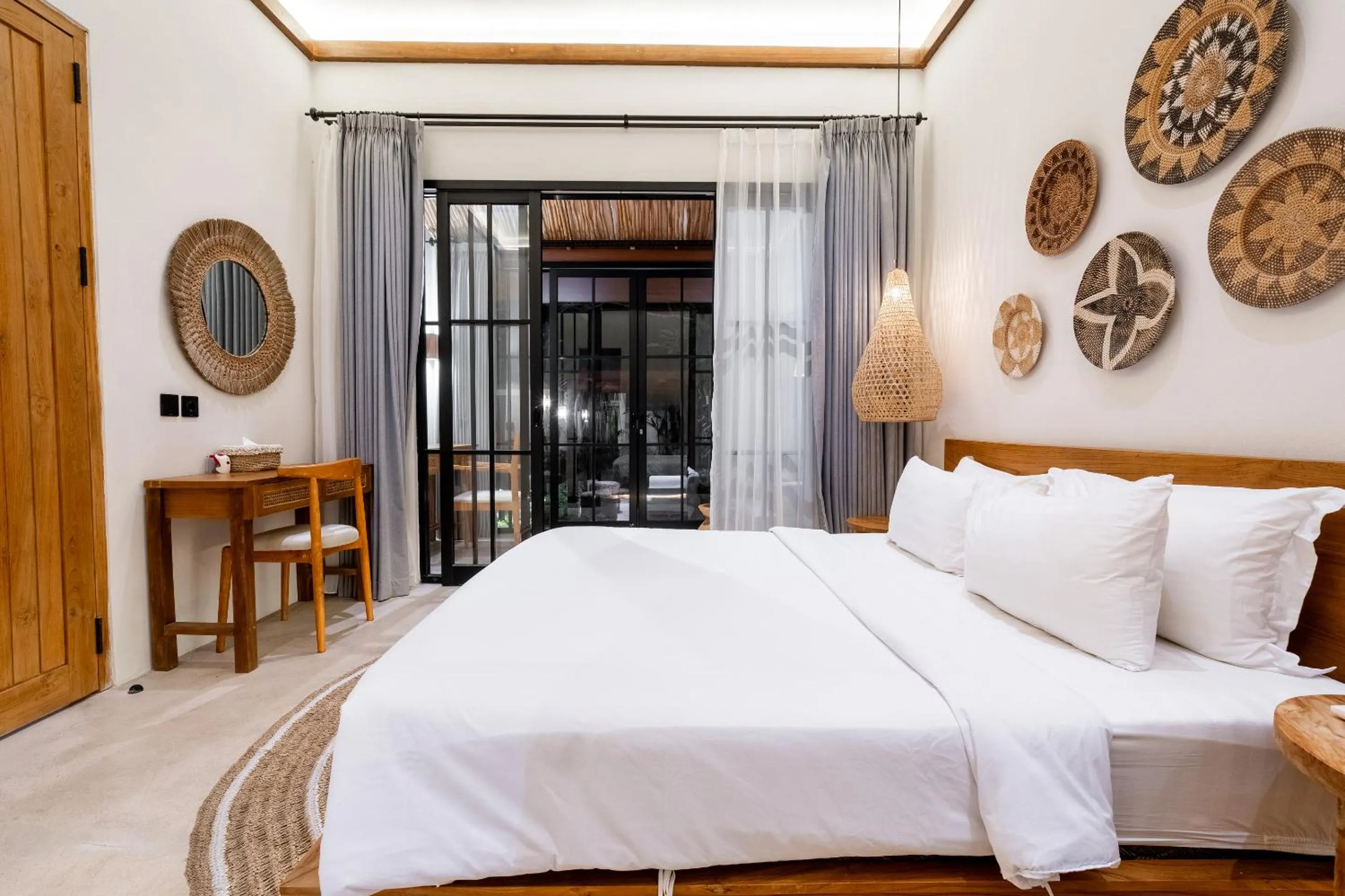 Night, Bed in Hijau Villa by EVDEkimi - Charming 2BR escape with Pool, Outdoor Lounge, Lush Garden