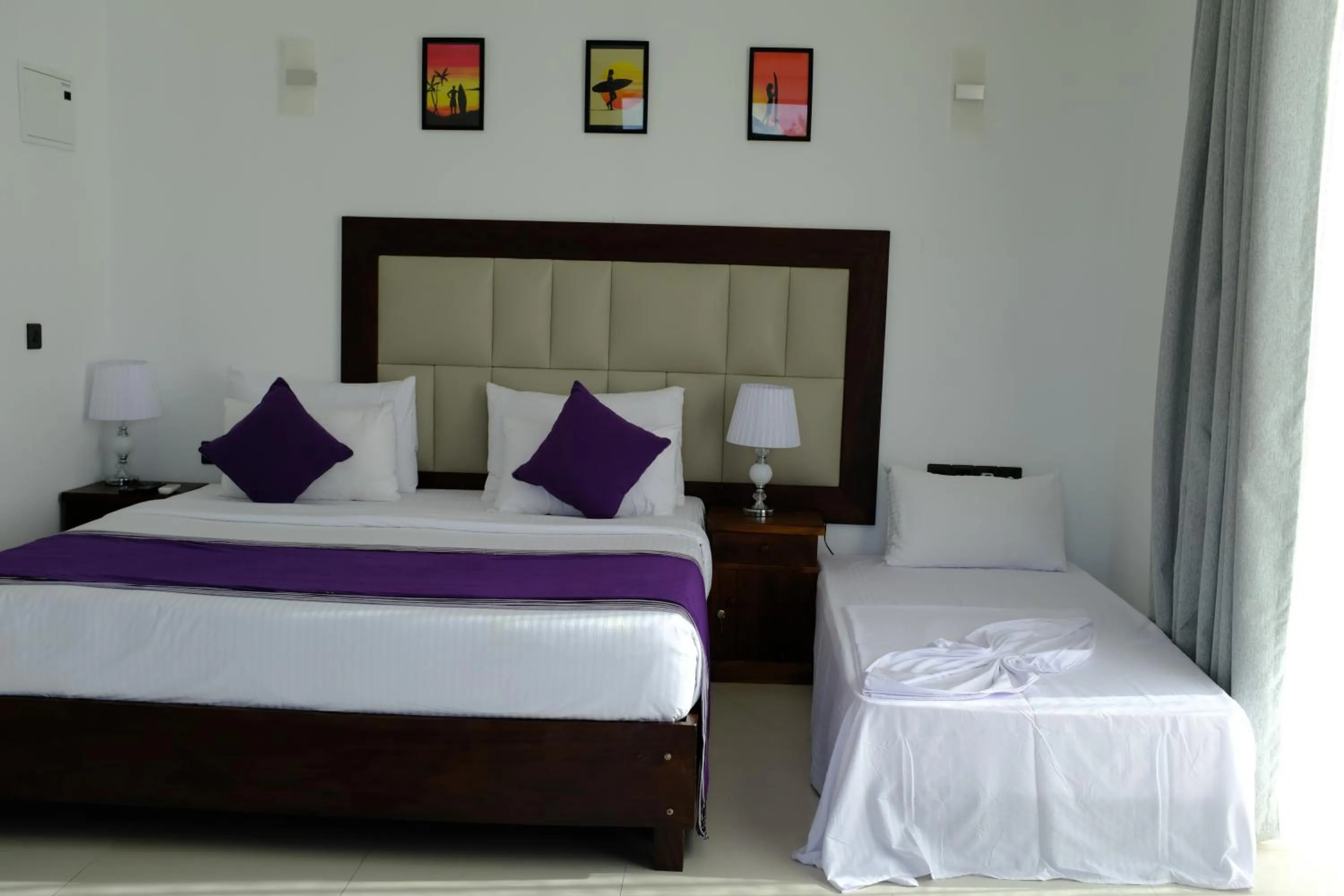 Bed in Mzion Hotel Weligama