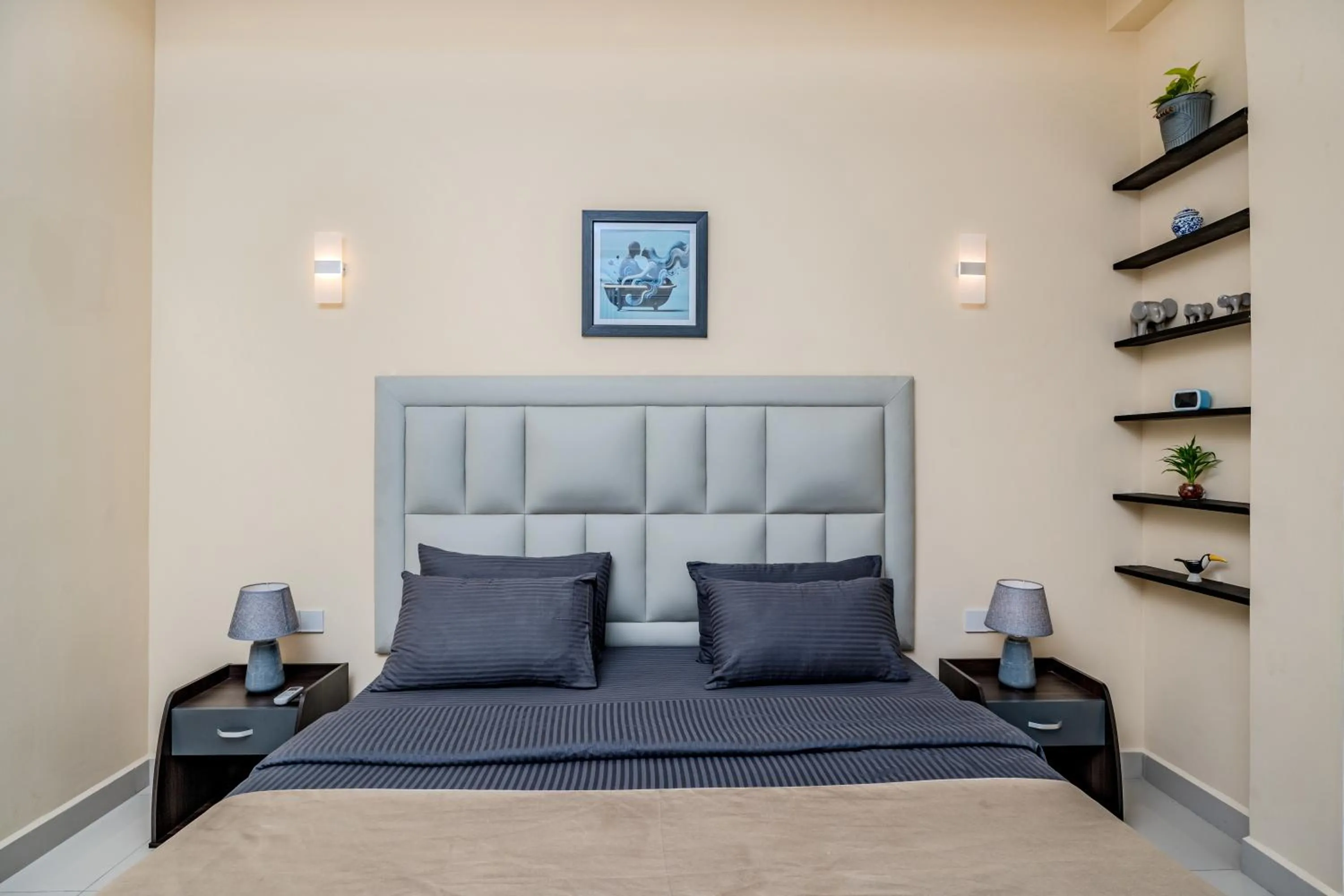 Bed in Mzion Hotel Weligama