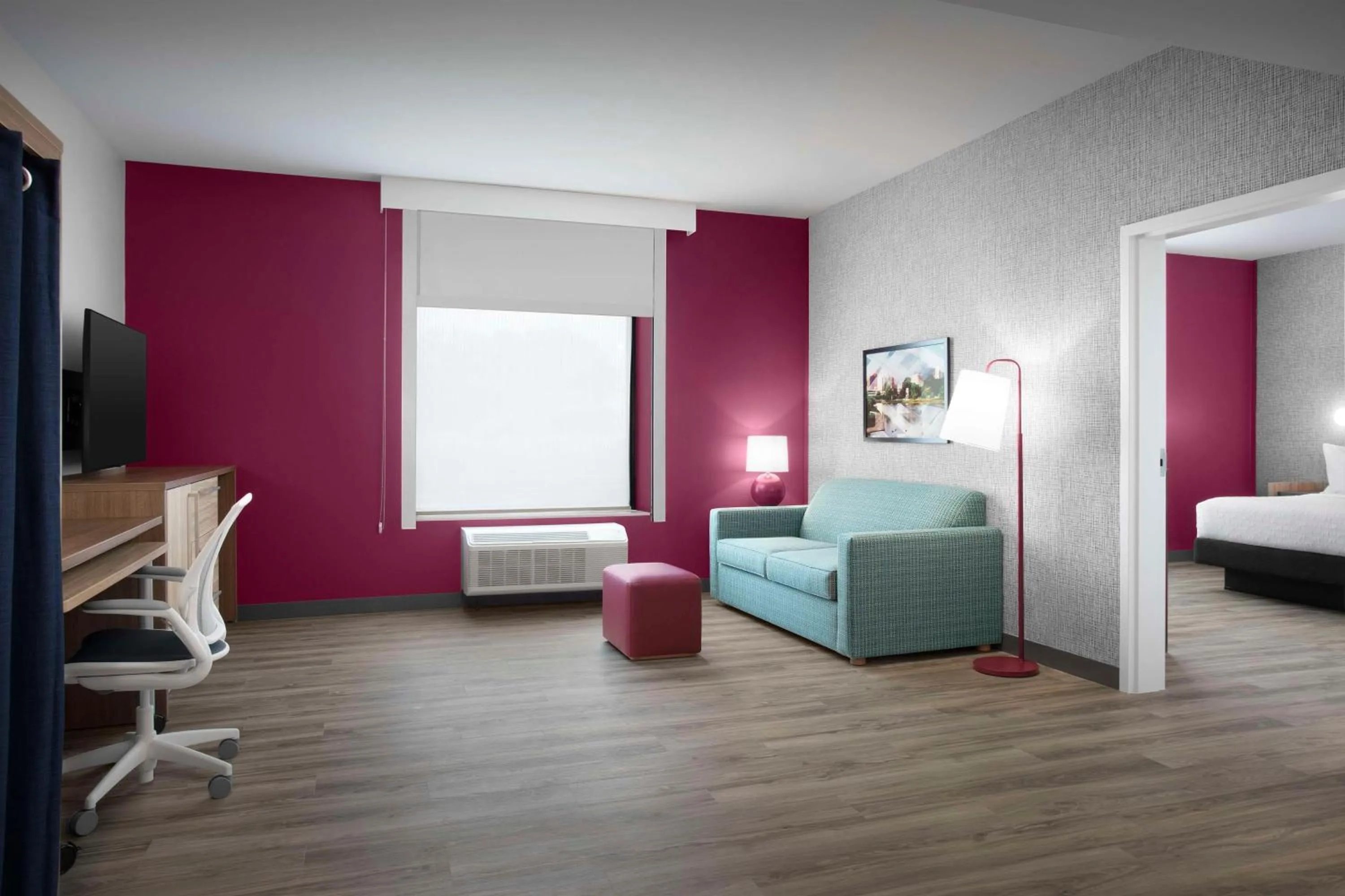 Living room, Bed in Home2 Suites By Hilton Huntsville Village Of Providence