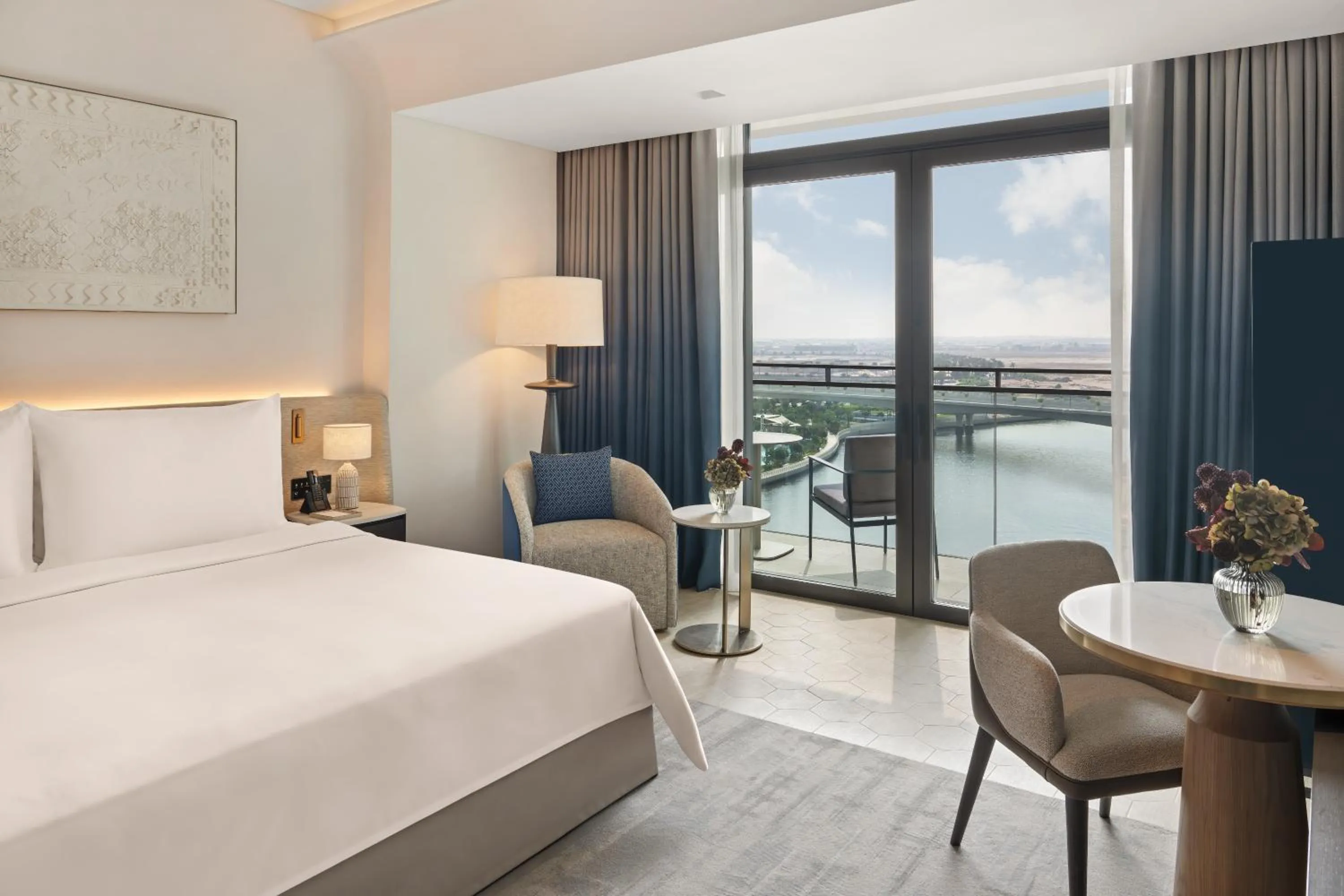 View (from property/room), Bed in Palace Dubai Creek Harbour