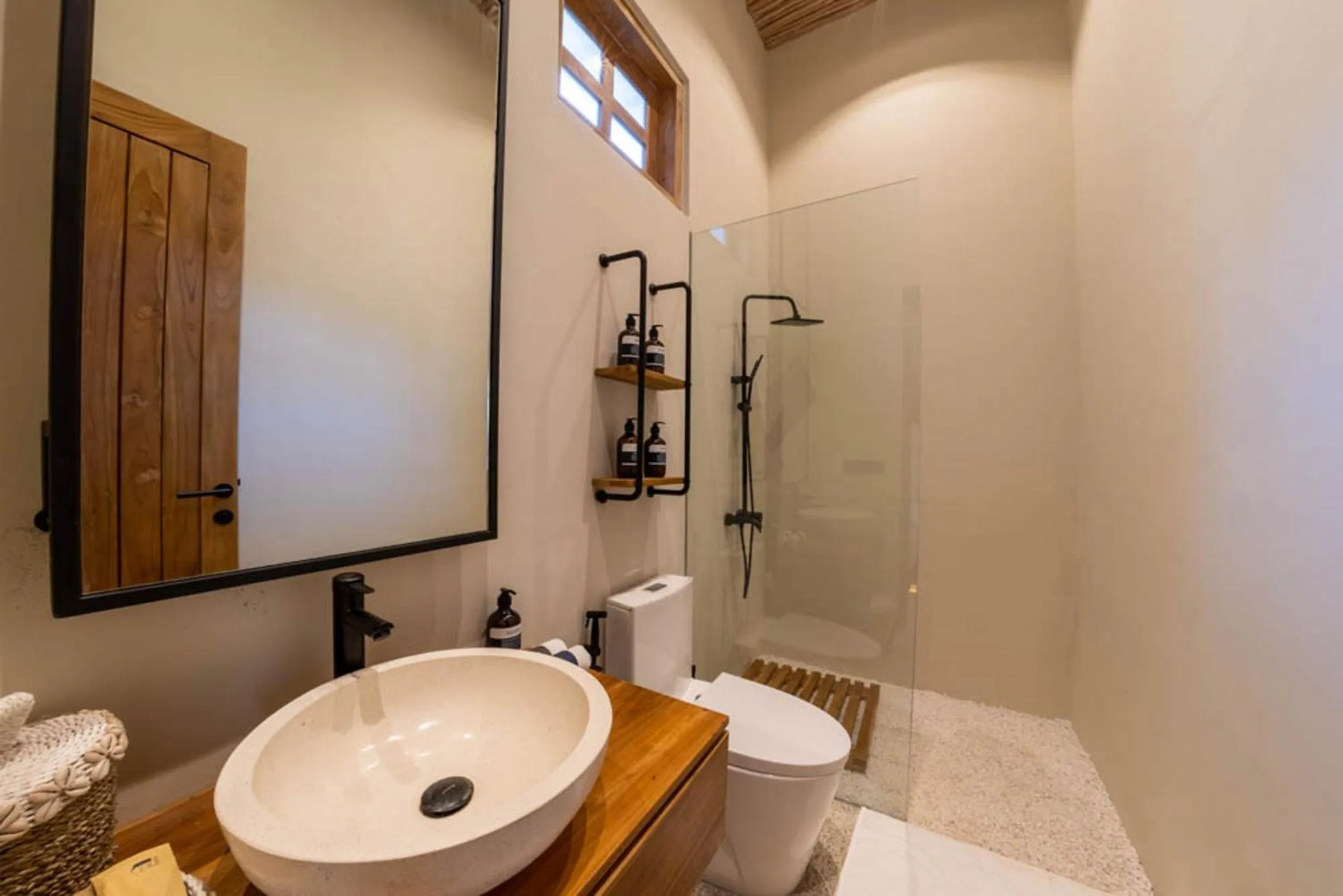 Shower in Semiramida Villa by EVDEkimi - Elegant 2BR with Pool, Open-air bath, Patio