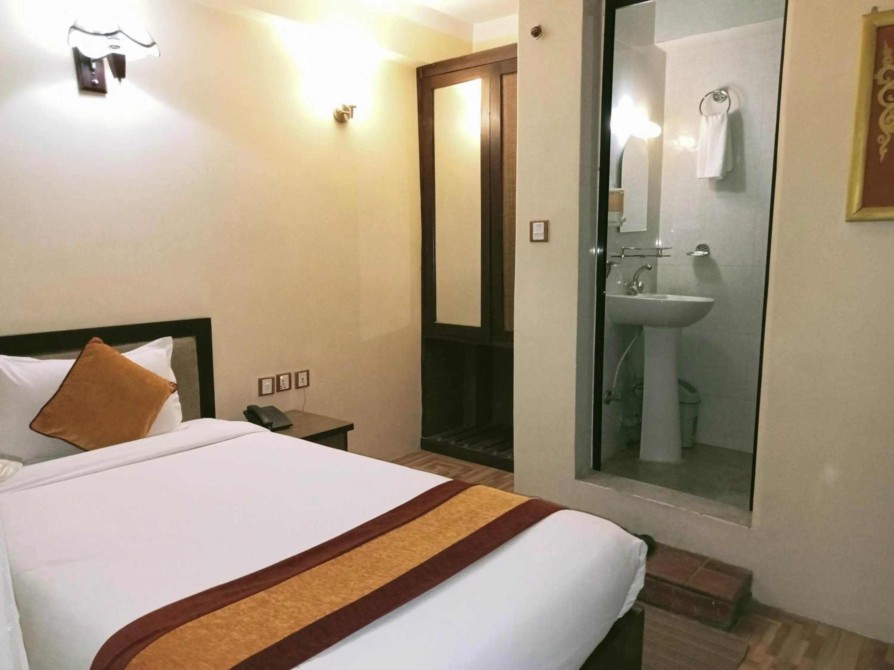 Bed in Boudha Stupa View Guest House