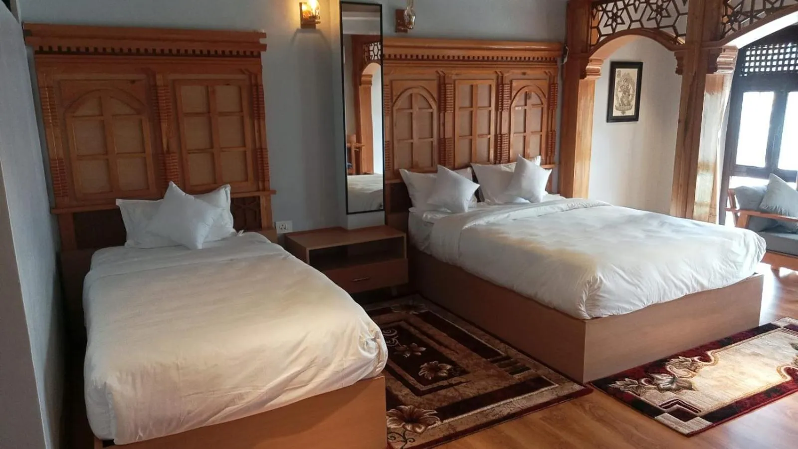 Bed in Boudha Stupa View Guest House