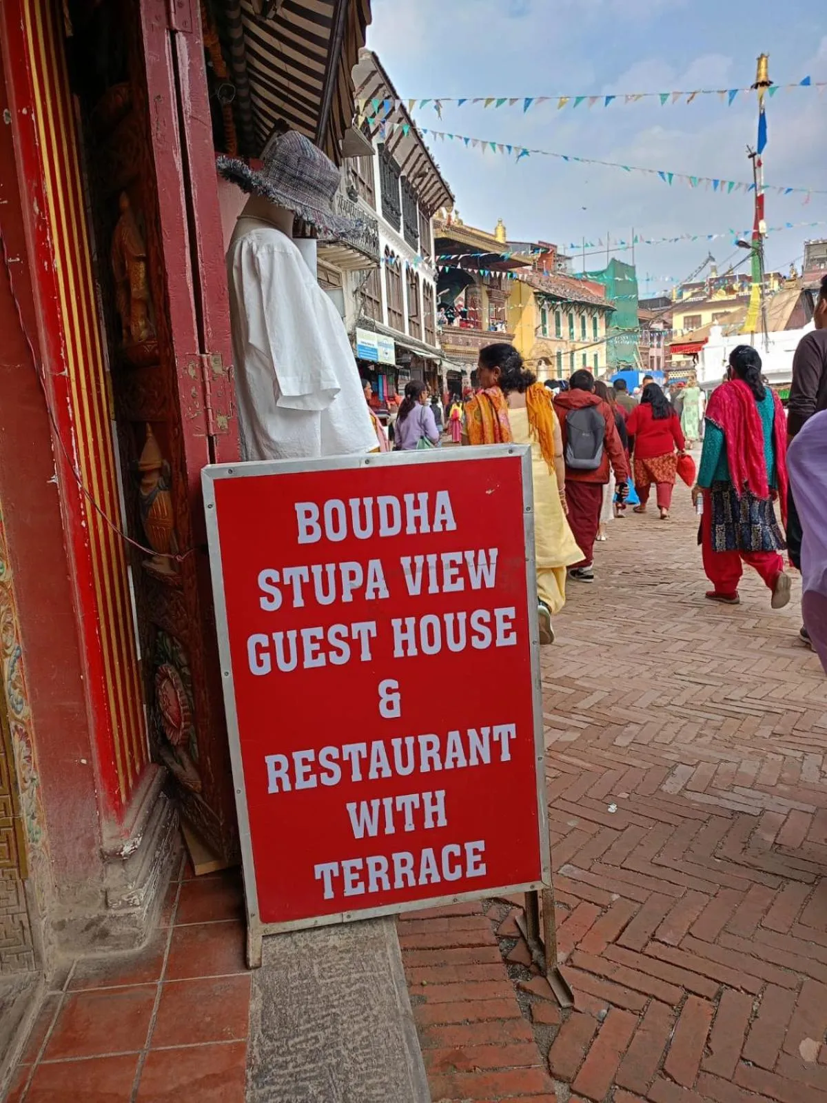 Street view in Boudha Stupa View Guest House