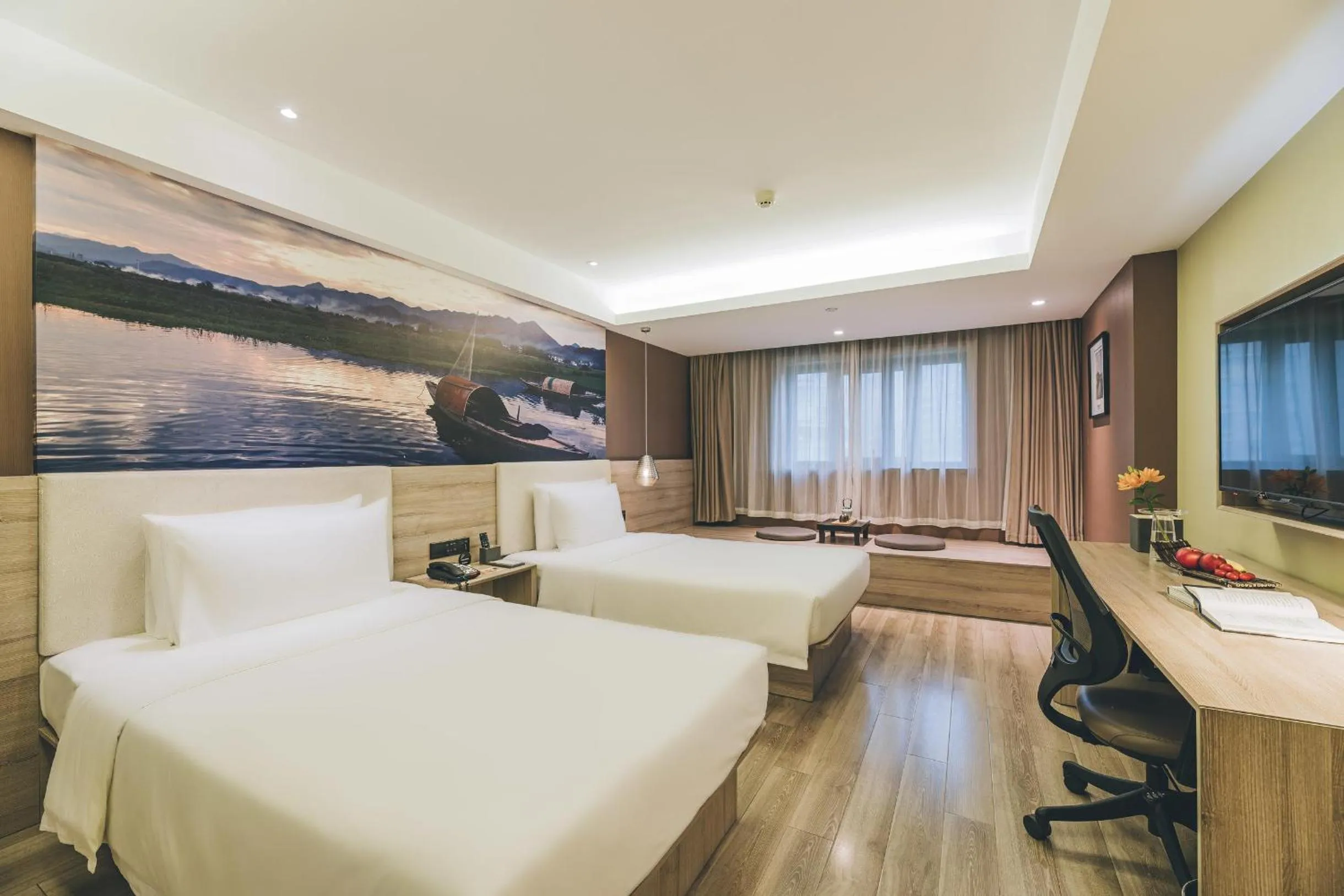 Bed in Atour Music Hotel Hangzhou West Lake